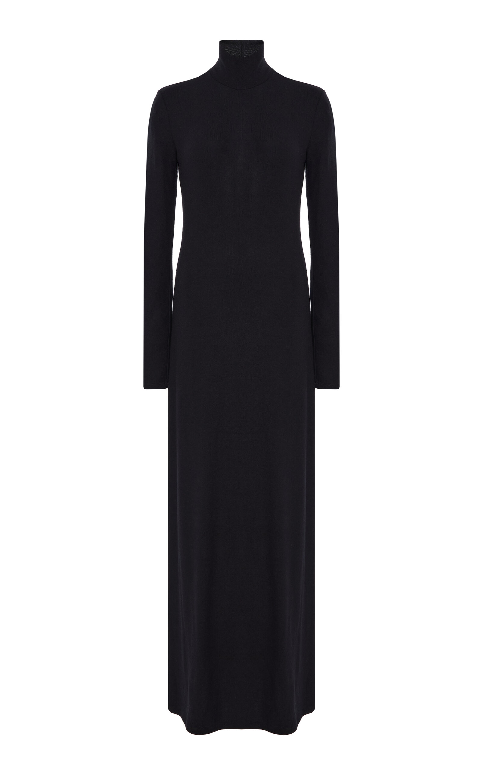 Leset Lauren Jersey Turtleneck Maxi Dress In Black