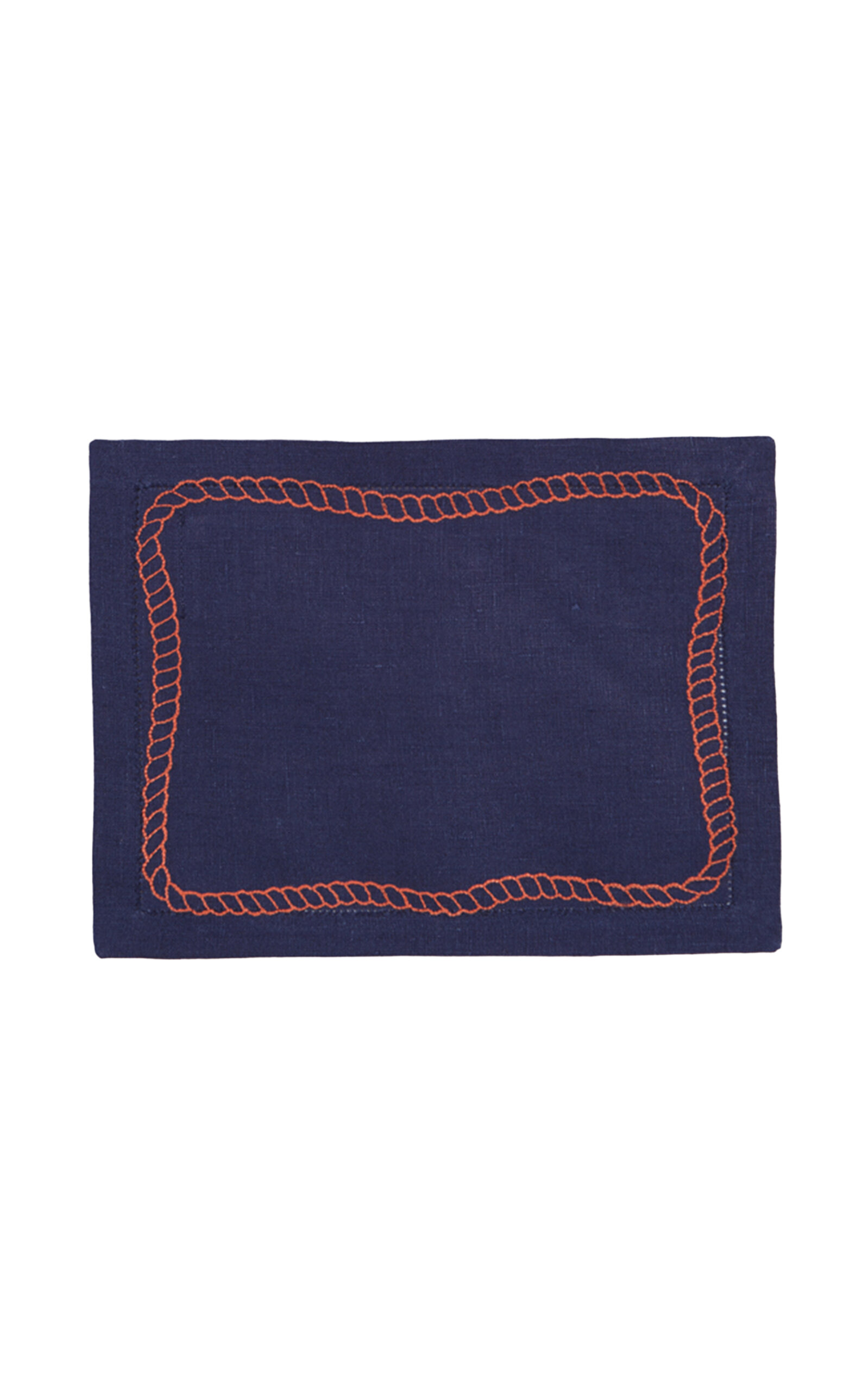 Los Encajeros Set of four Bowline Navy/Blood Orange cocktail napkins - Multi