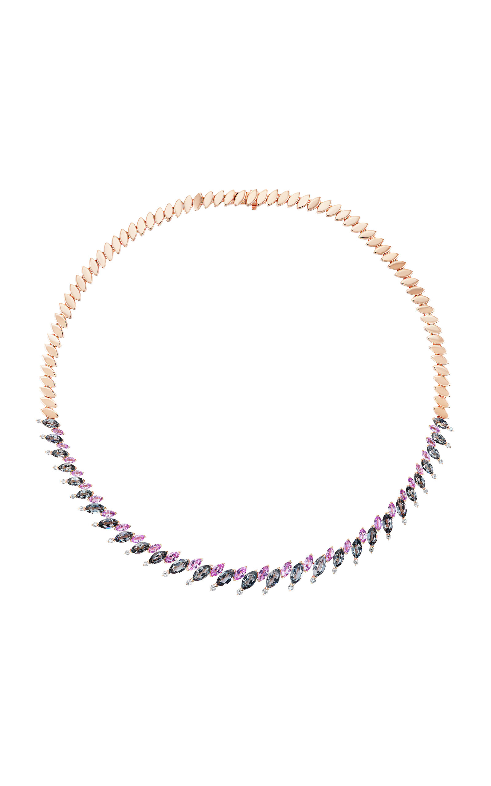 18k Yellow Gold Pollack Tennis Necklace with Spinel and Sapphire