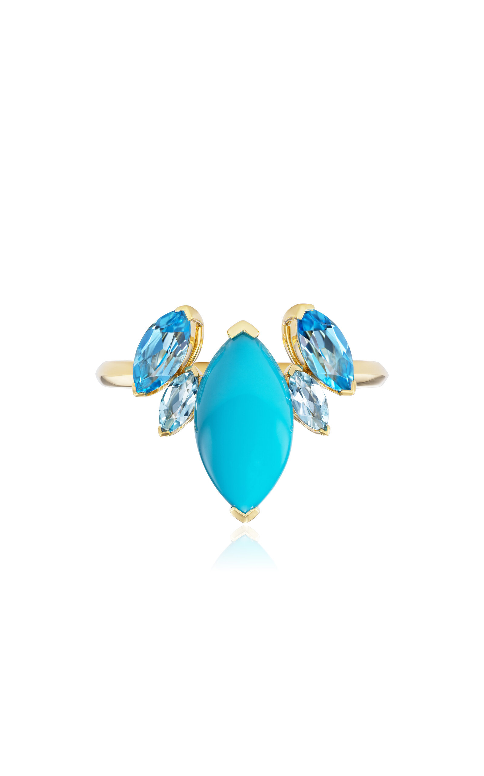 18K Yellow Gold Batick Ring in Blue