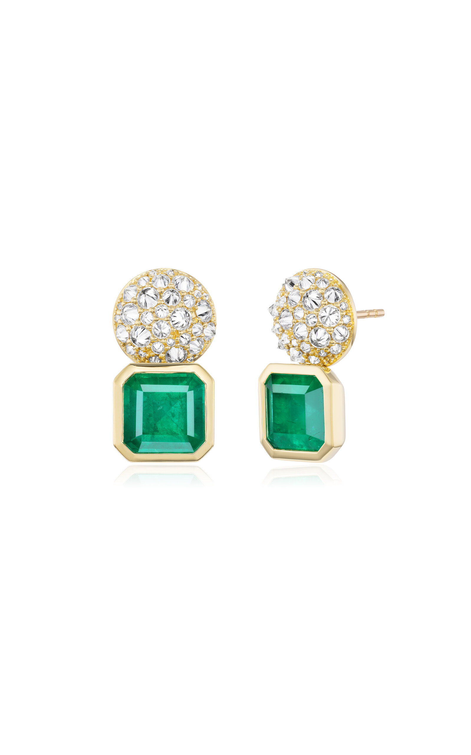 18k Yellow Gold Emerald Spike Stud