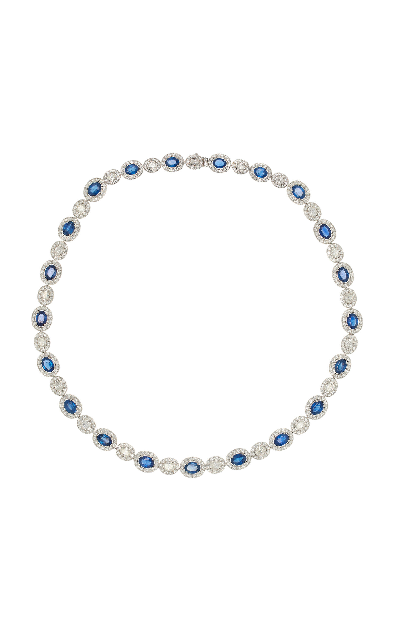 18K White Gold Sapphire and Diamond Necklace