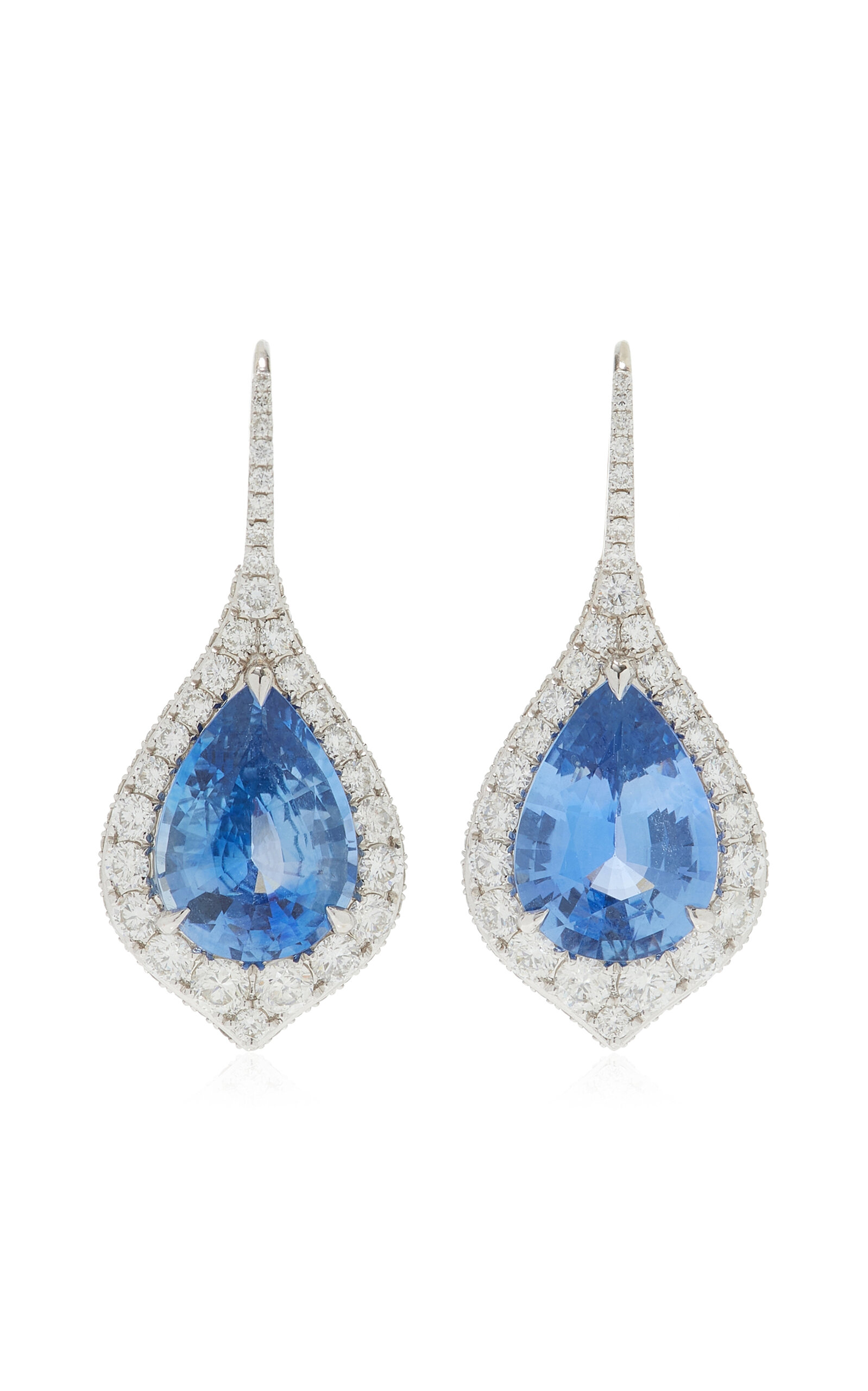 18K White Gold Blue Sapphire And Diamond Earrings