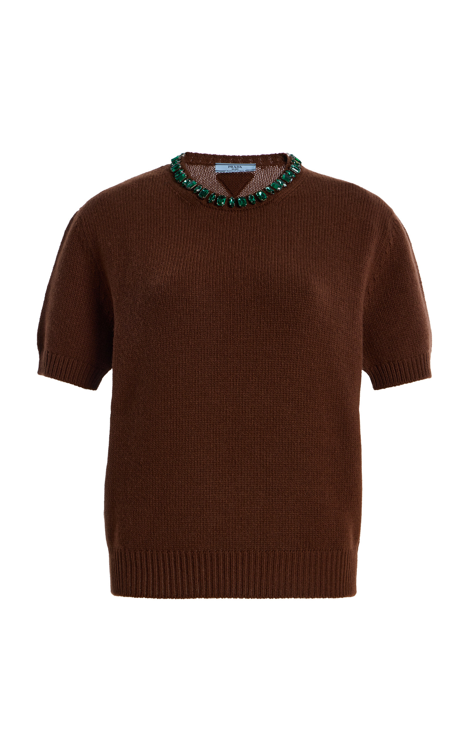 Prada - Embellished Wool-Cashmere Sweater - Brown - IT 38 - Moda Operandi