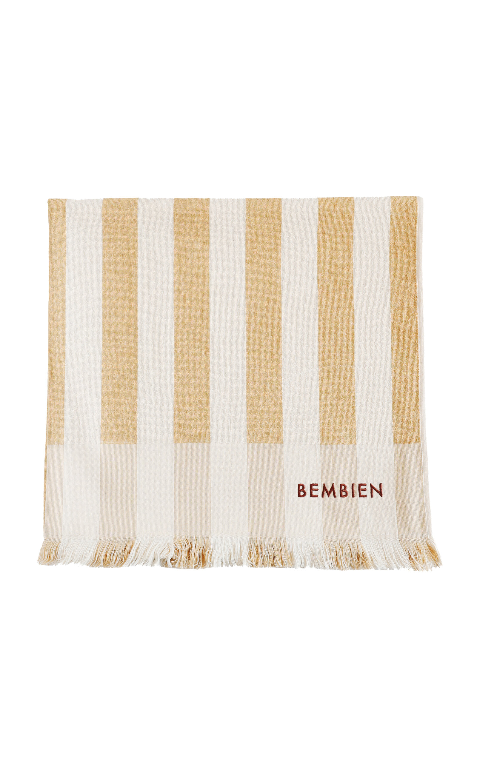 Bembien Plage Striped Cotton Towel In Yellow