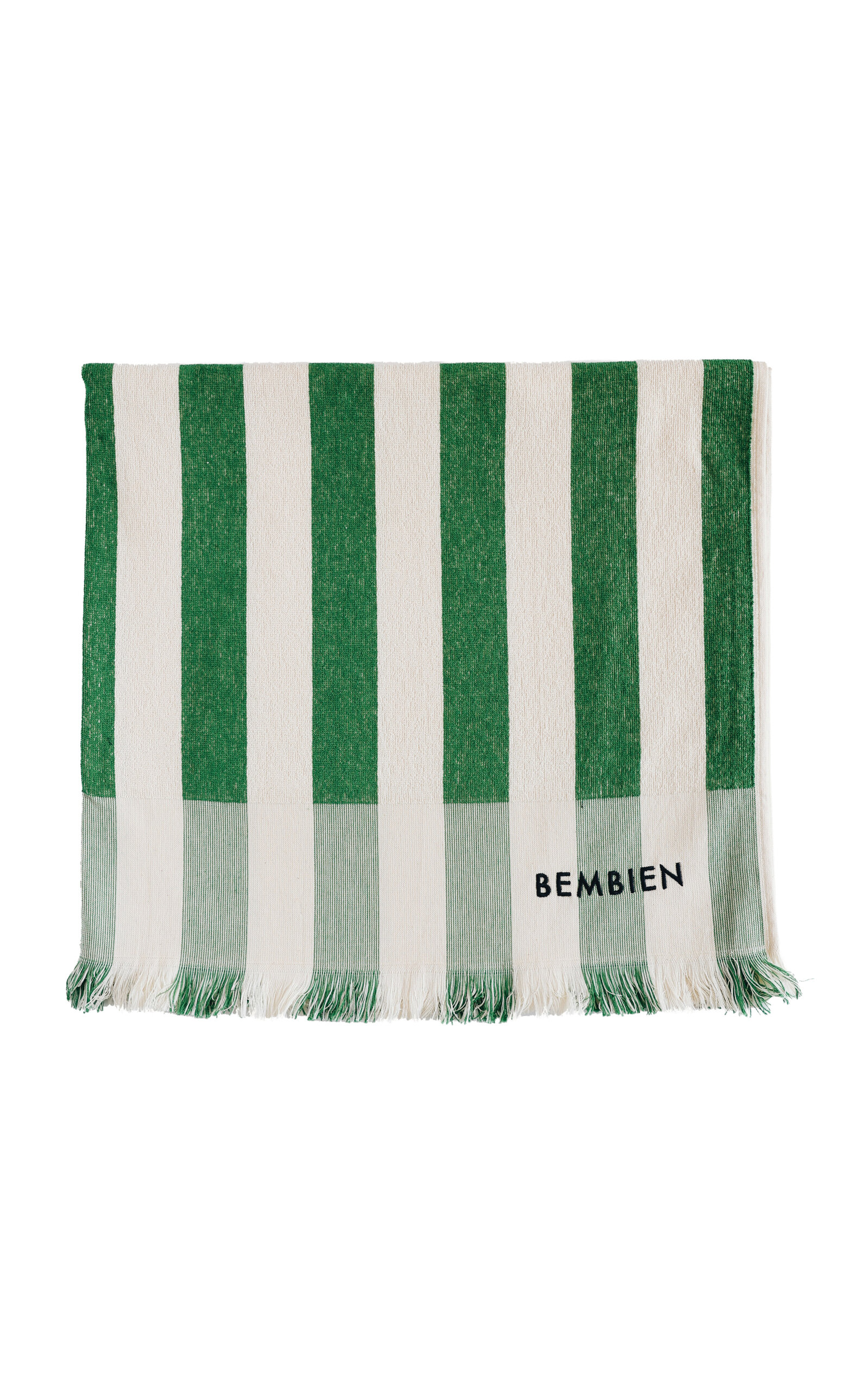 Bembien Plage Striped Cotton Towel In Green