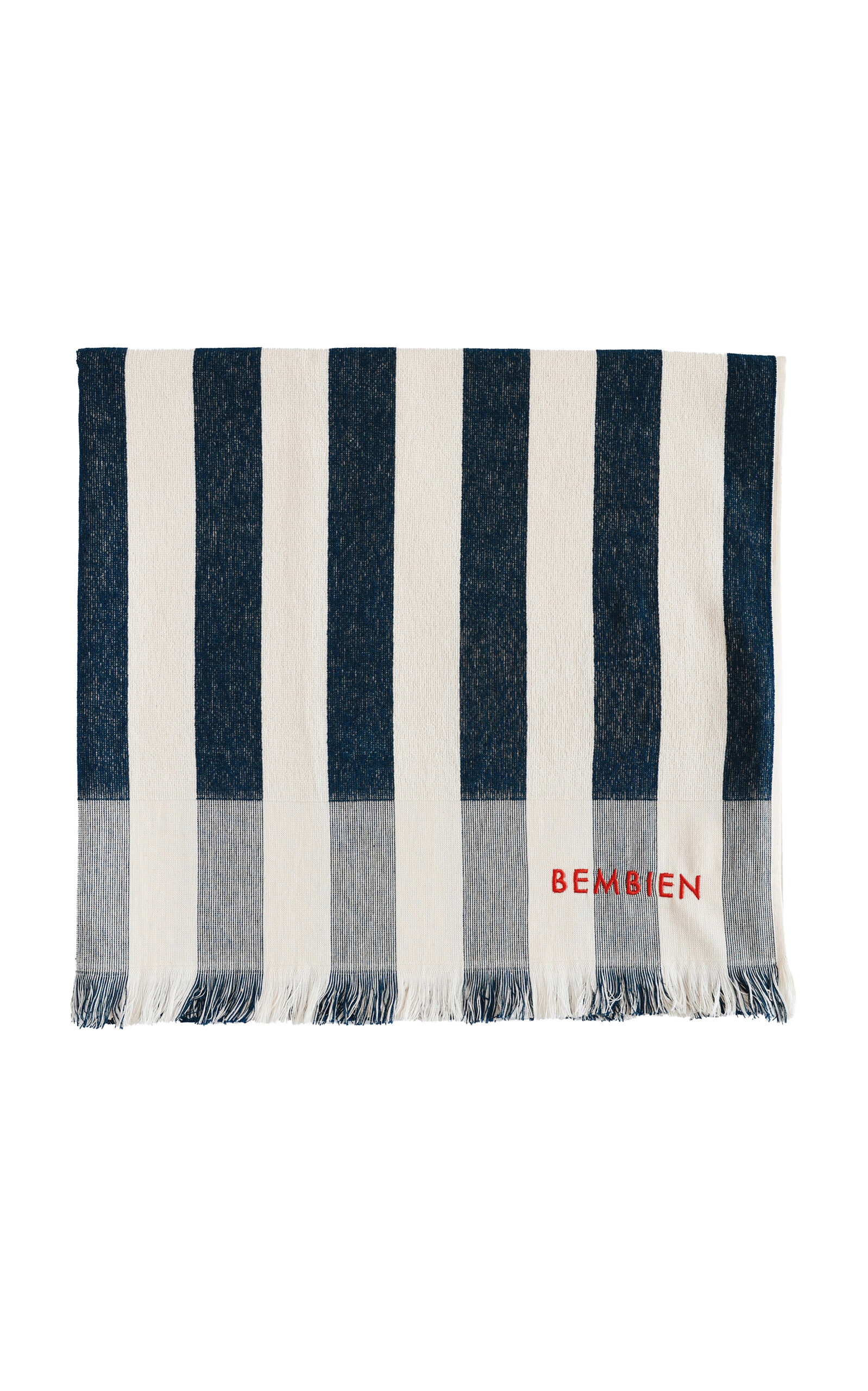 Bembien Plage Striped Cotton Towel In Blue