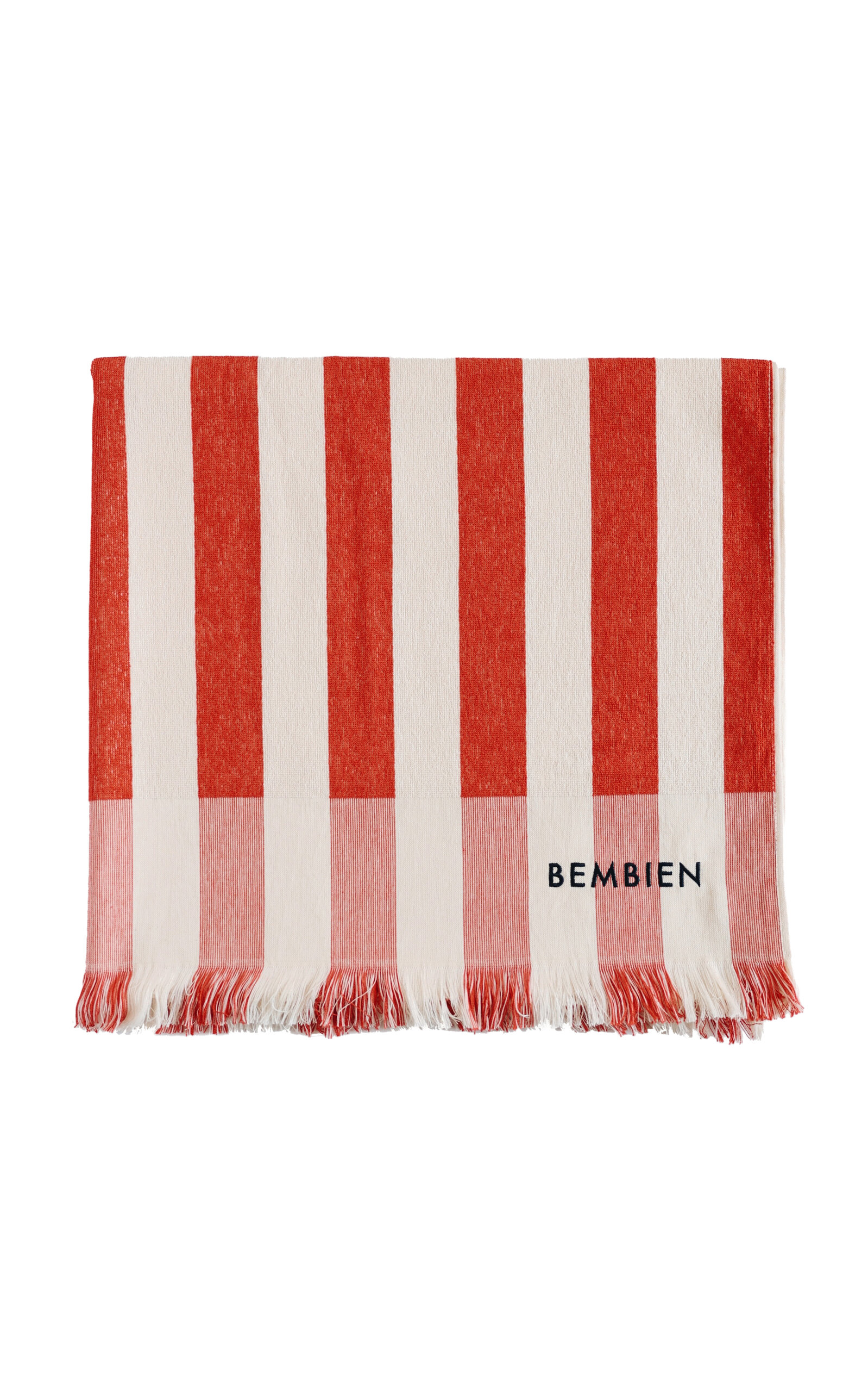 Bembien Plage Striped Cotton Towel In Red