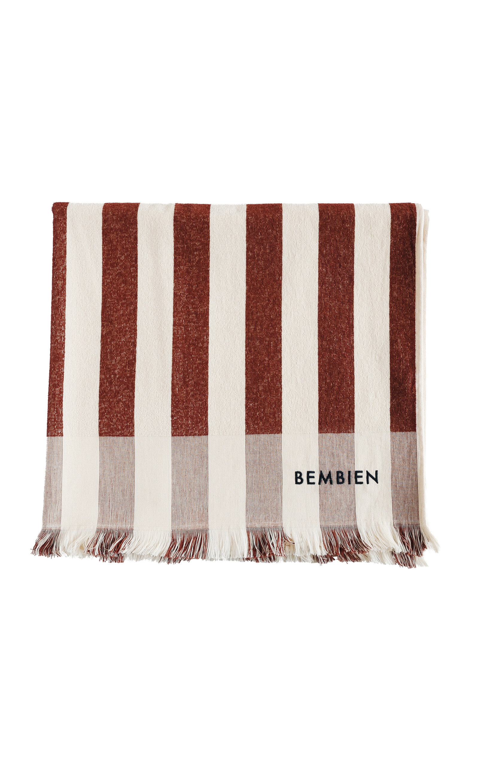 Bembien Plage Striped Cotton Towel In Burgundy