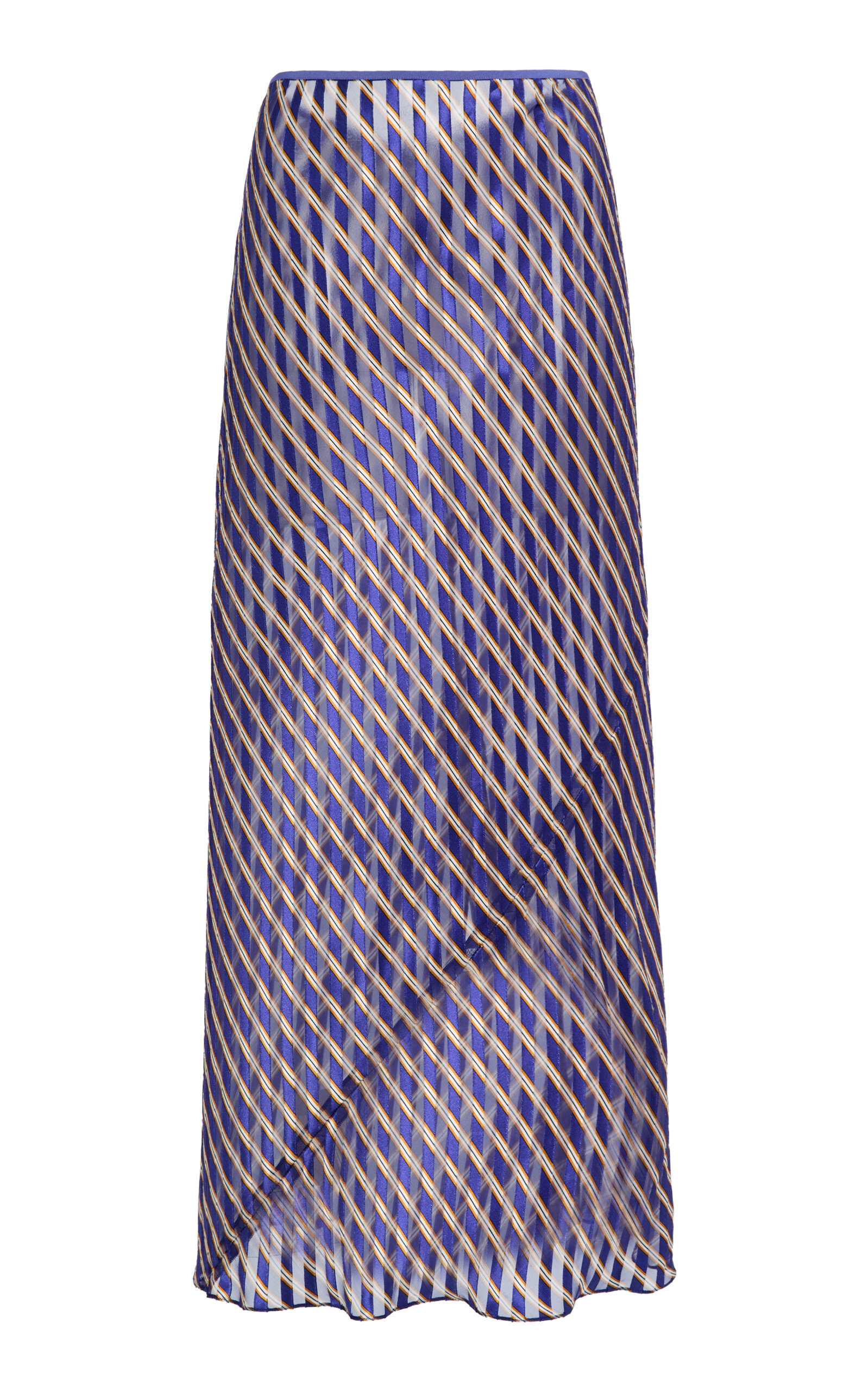 Dries Van Noten Sati Diagonal-Striped Satin Skirt