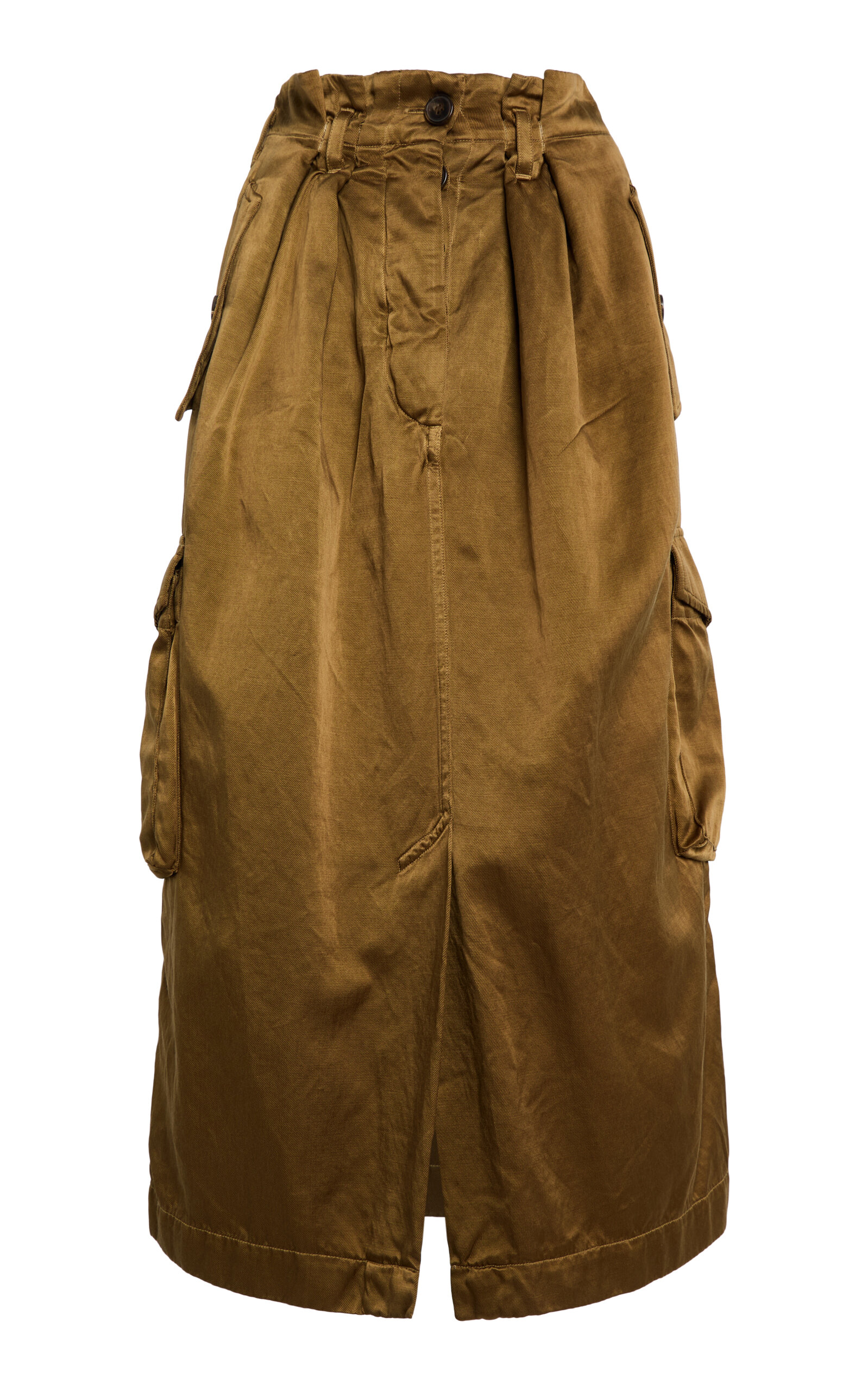 Dries Van Noten Savannah Cotton-blend Midi Skirt In Green
