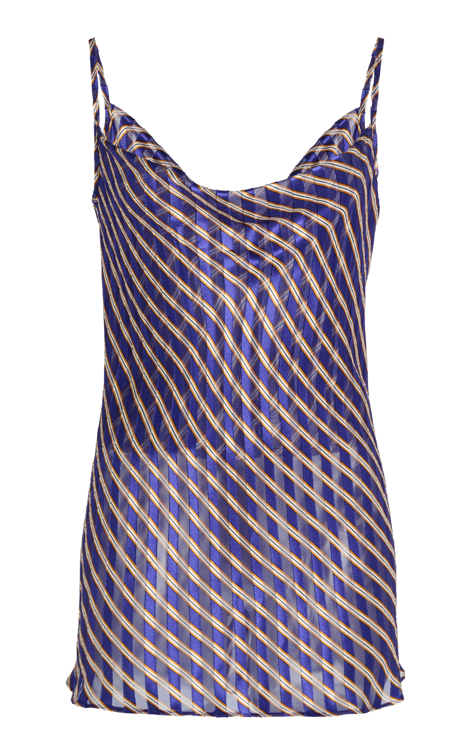 Dries Van Noten Chai Striped Devouré Camisole In Blue