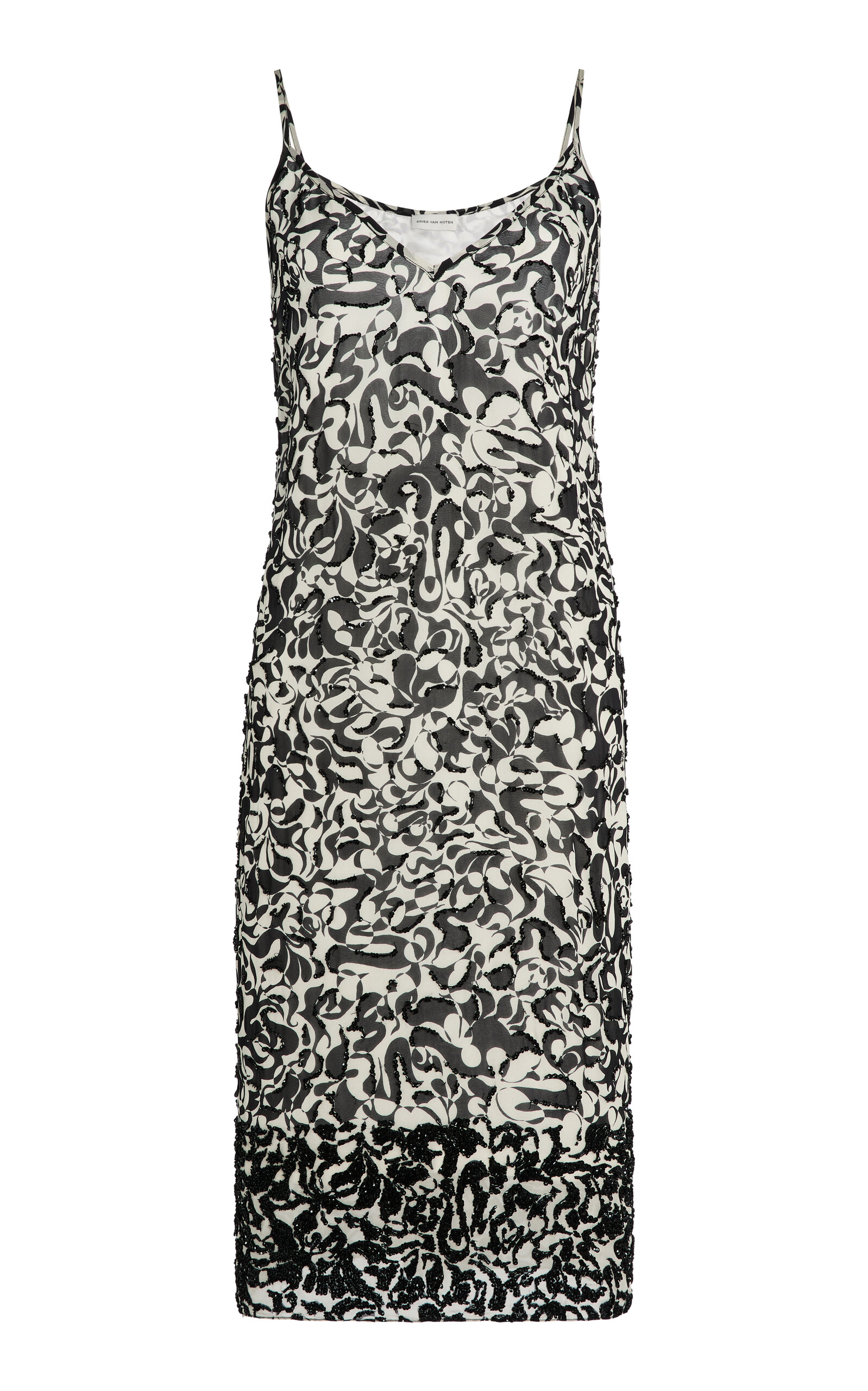 Dries Van Noten Denya Embellished Georgette Midi Dress In Black