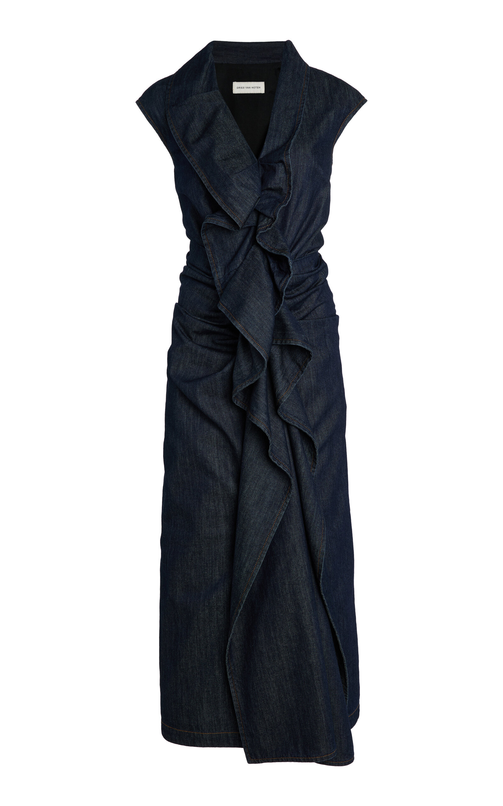 Dries Van Noten Davyl Denim Midi Dress In Blue