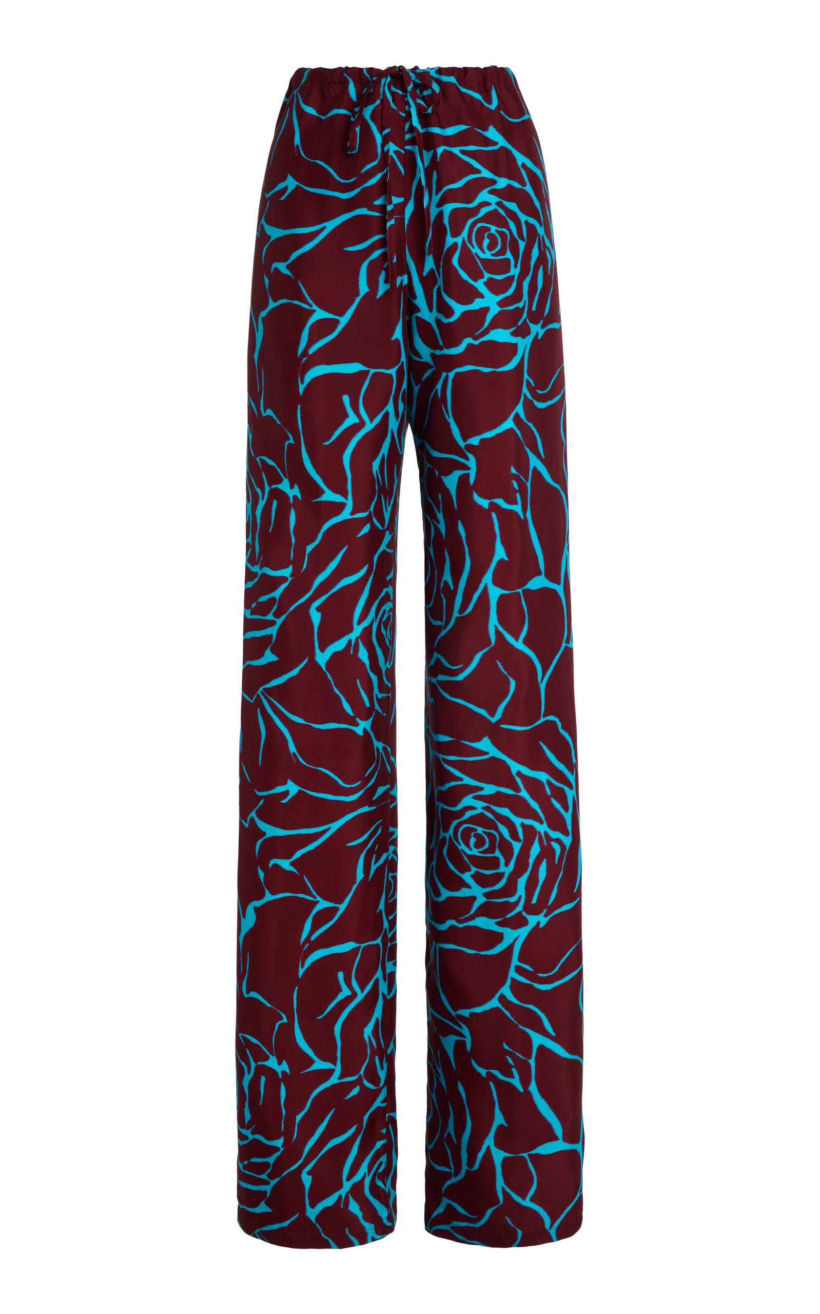 Dries Van Noten Pachas Printed Straight-leg Pants In Burgundy