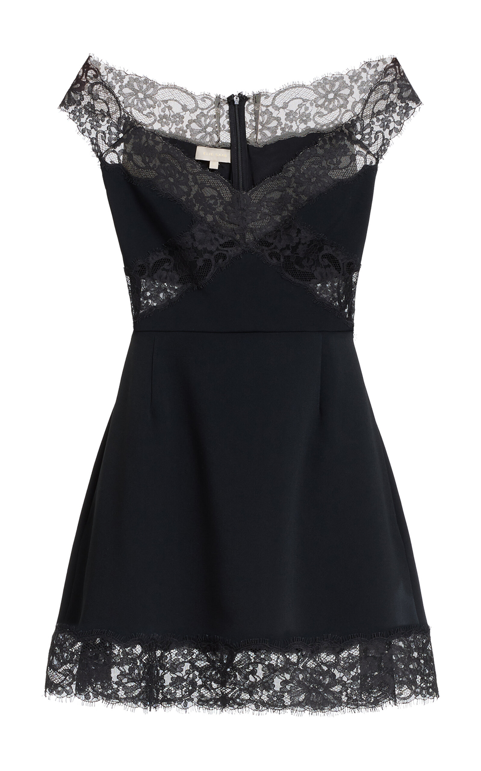 Elie Saab Cady & Lace Short Dress