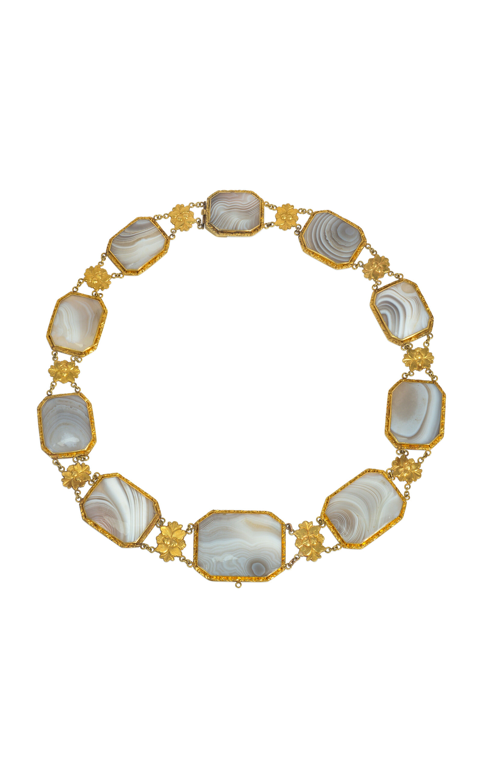 Georgian 18K Yellow Gold Aagate Necklace