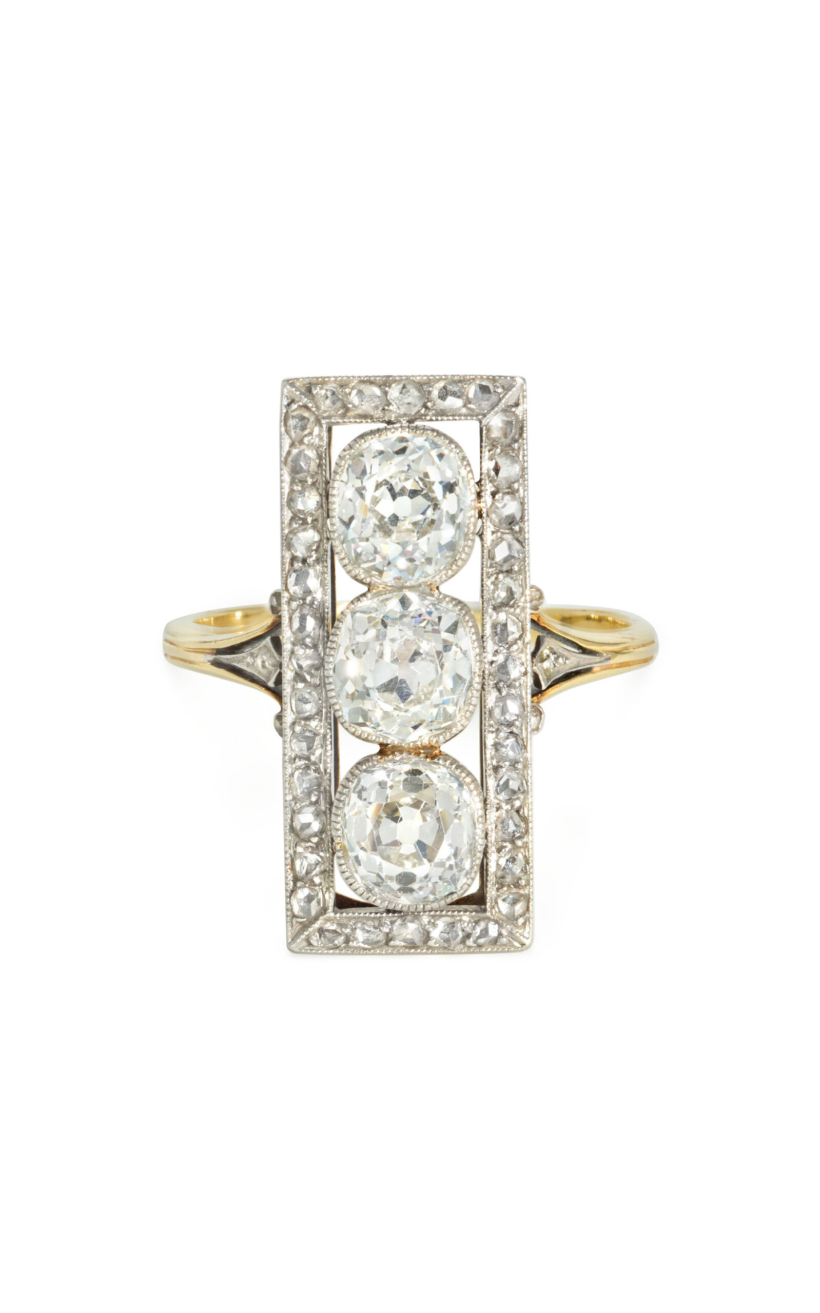 Antique 18K Yellow Gold Platinum Diamond Ring