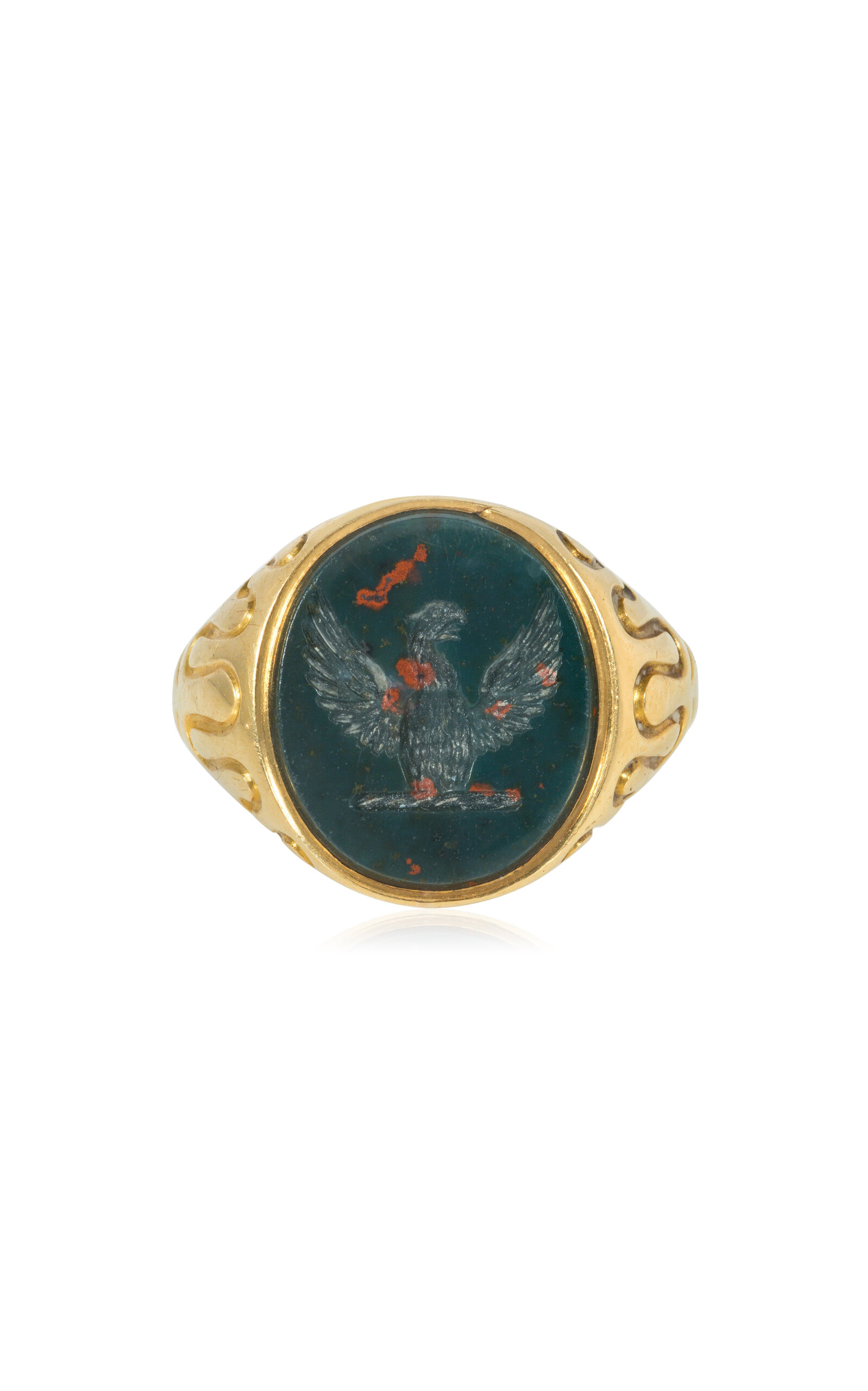 Antique English 18K Yellow Gold Bloodstone Ring