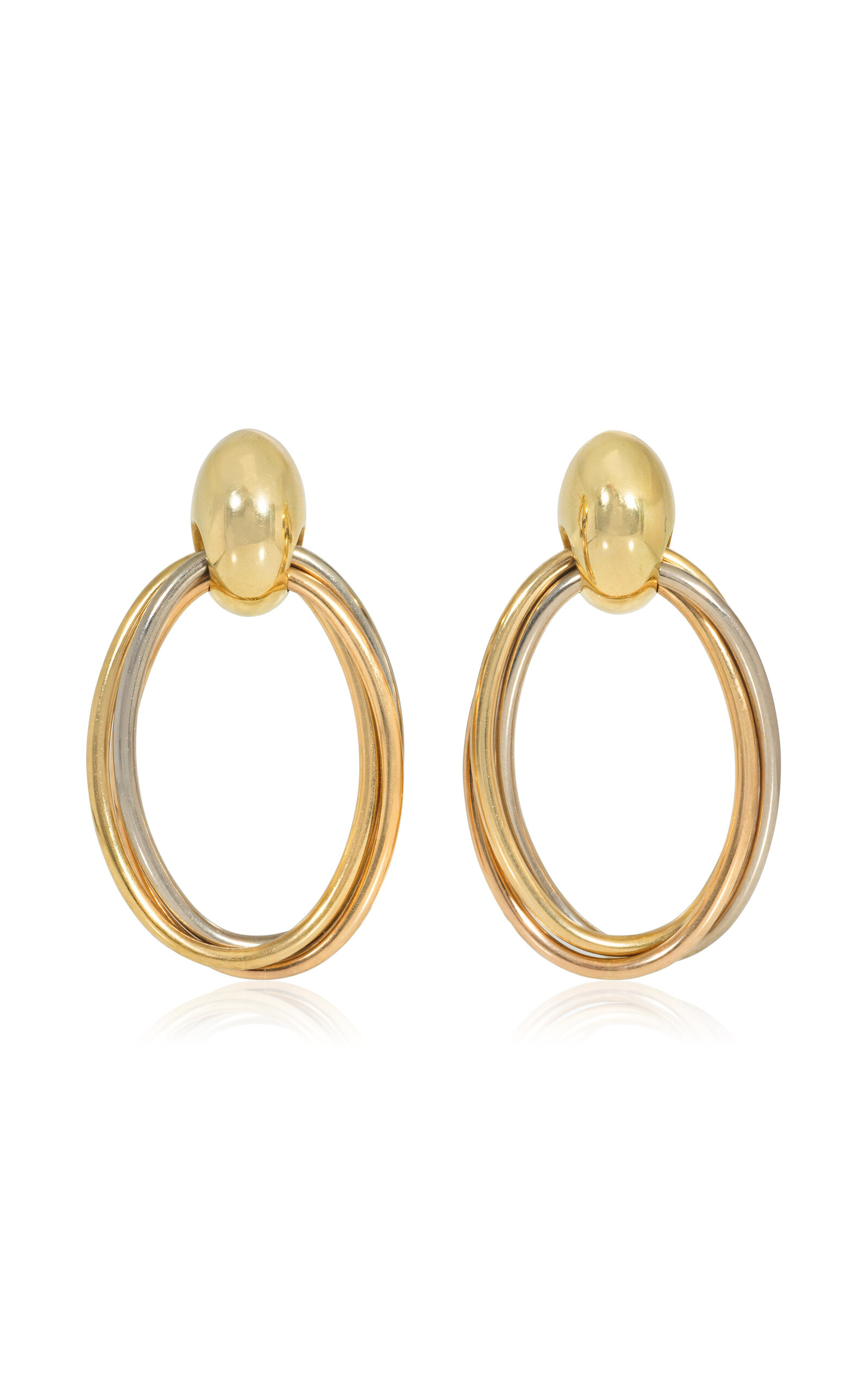Cartier Trinity18K White; Yellow And Rose Gold Earrings