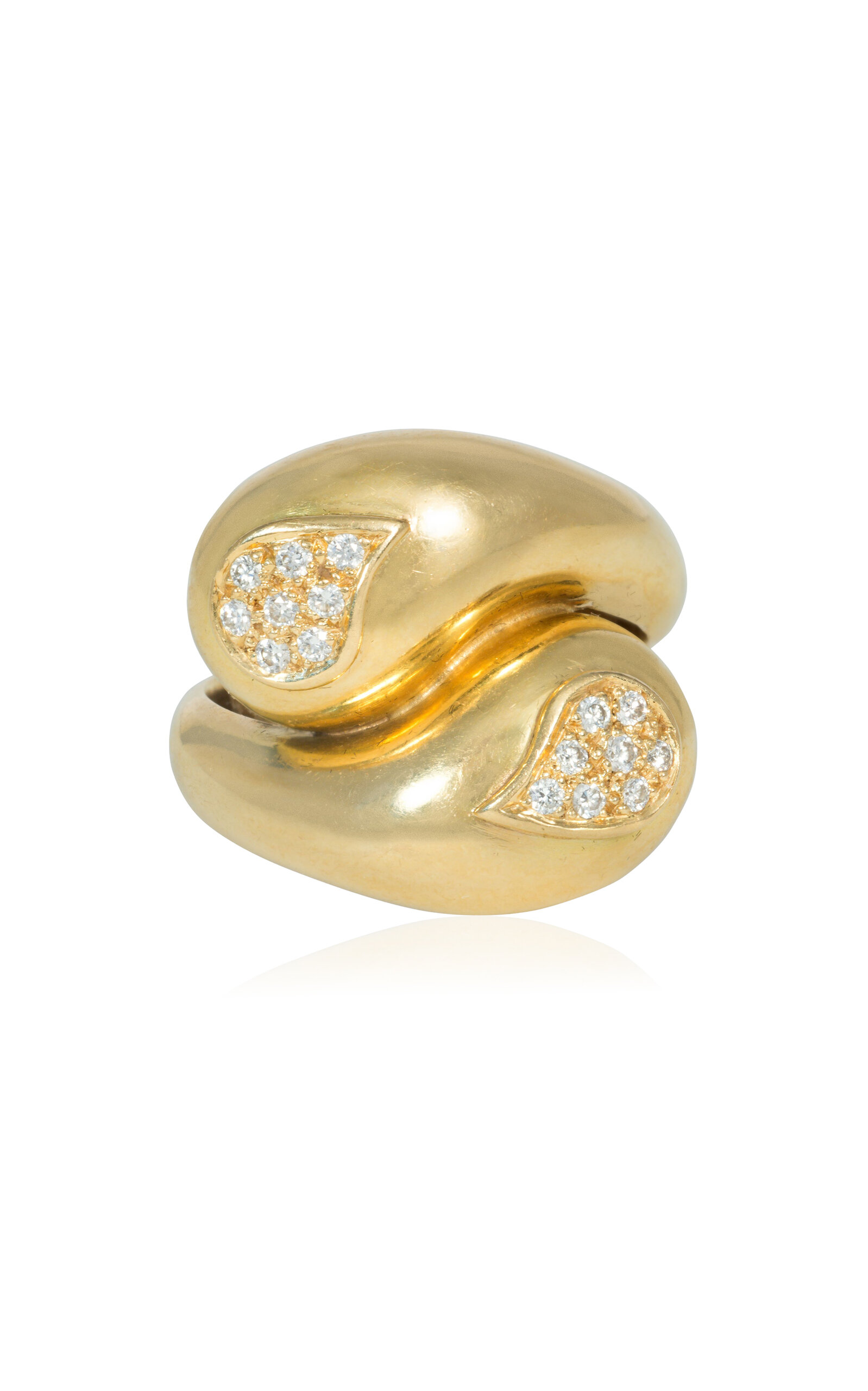 18K Yellow Gold Diamond Bypass Paisley Ring