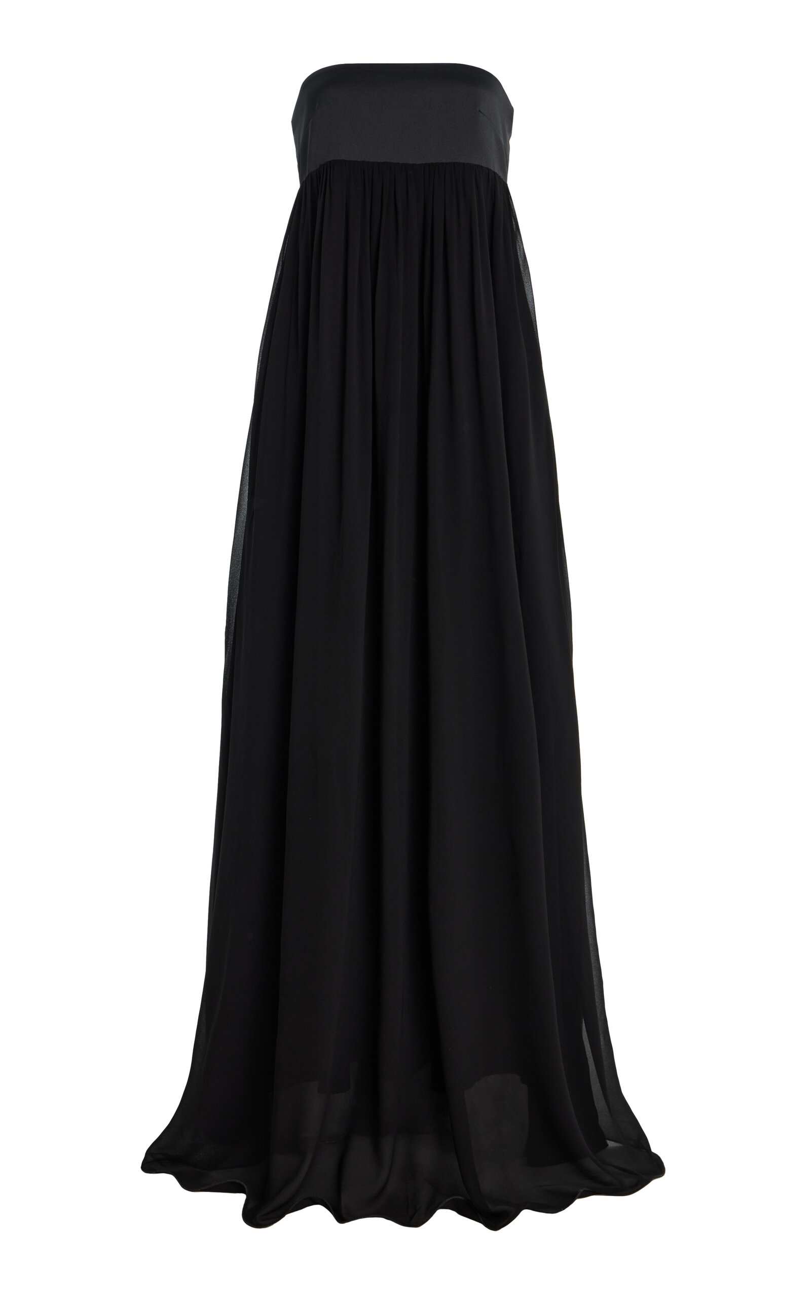 Posse Solene Strapless Chiffon Gown In Black