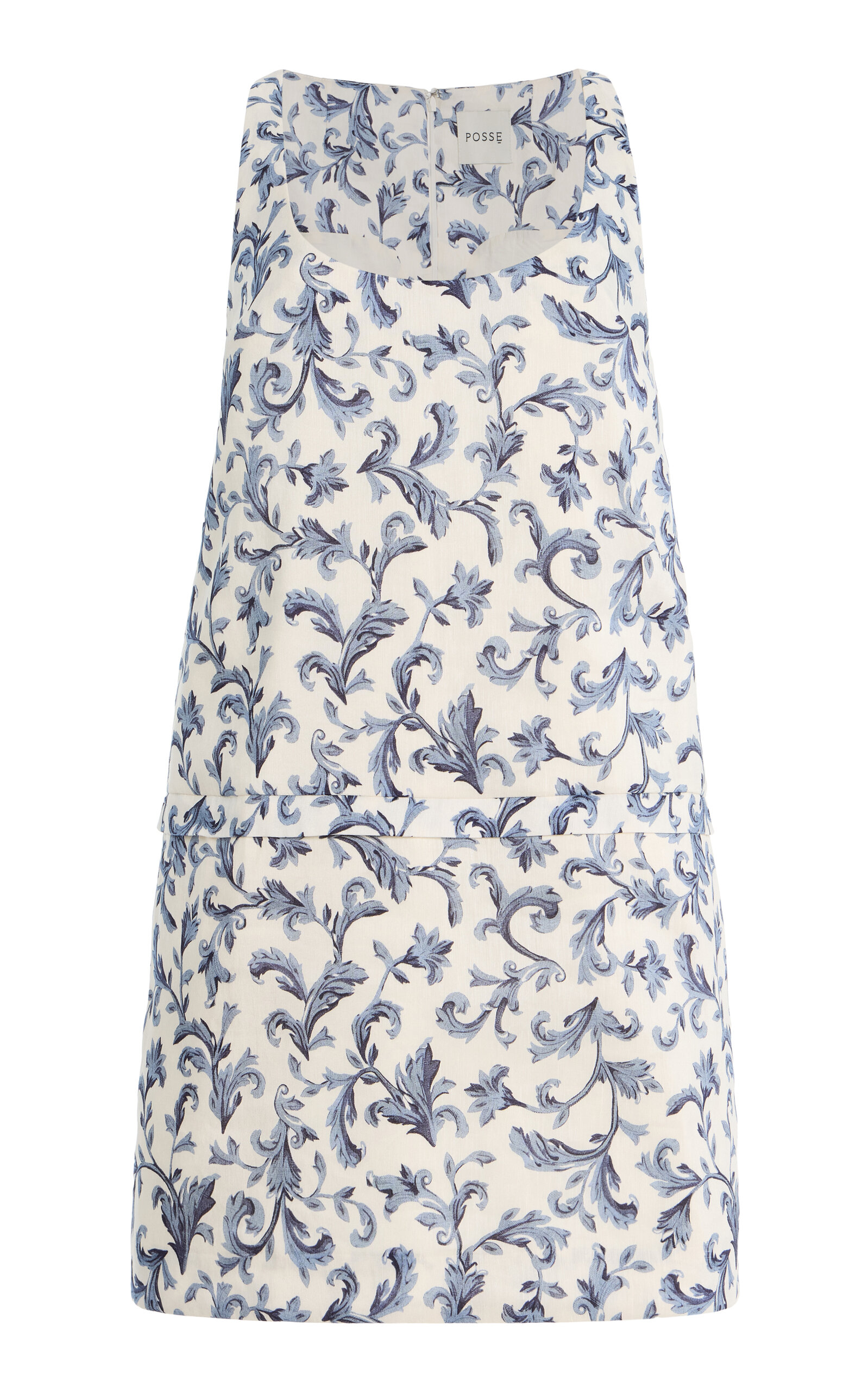 Posse Rue Baroque-print Linen-silk Mini Shift Dress In Multi