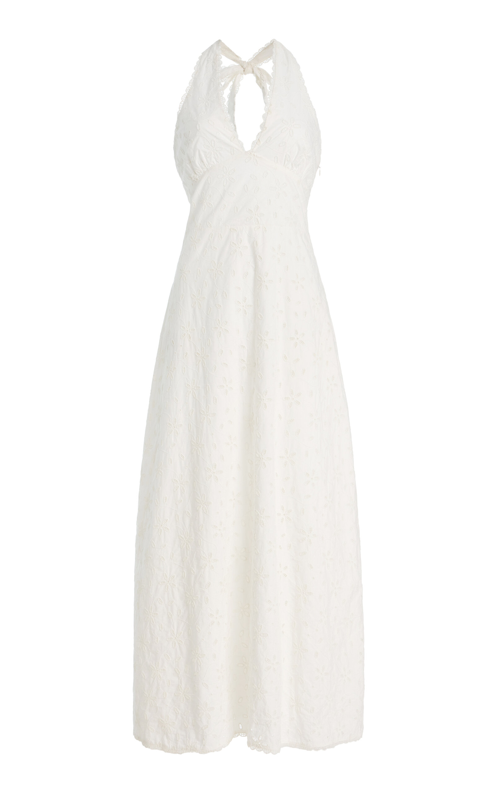 Posse Salma Eyelet Cotton Maxi Halter Dress In White