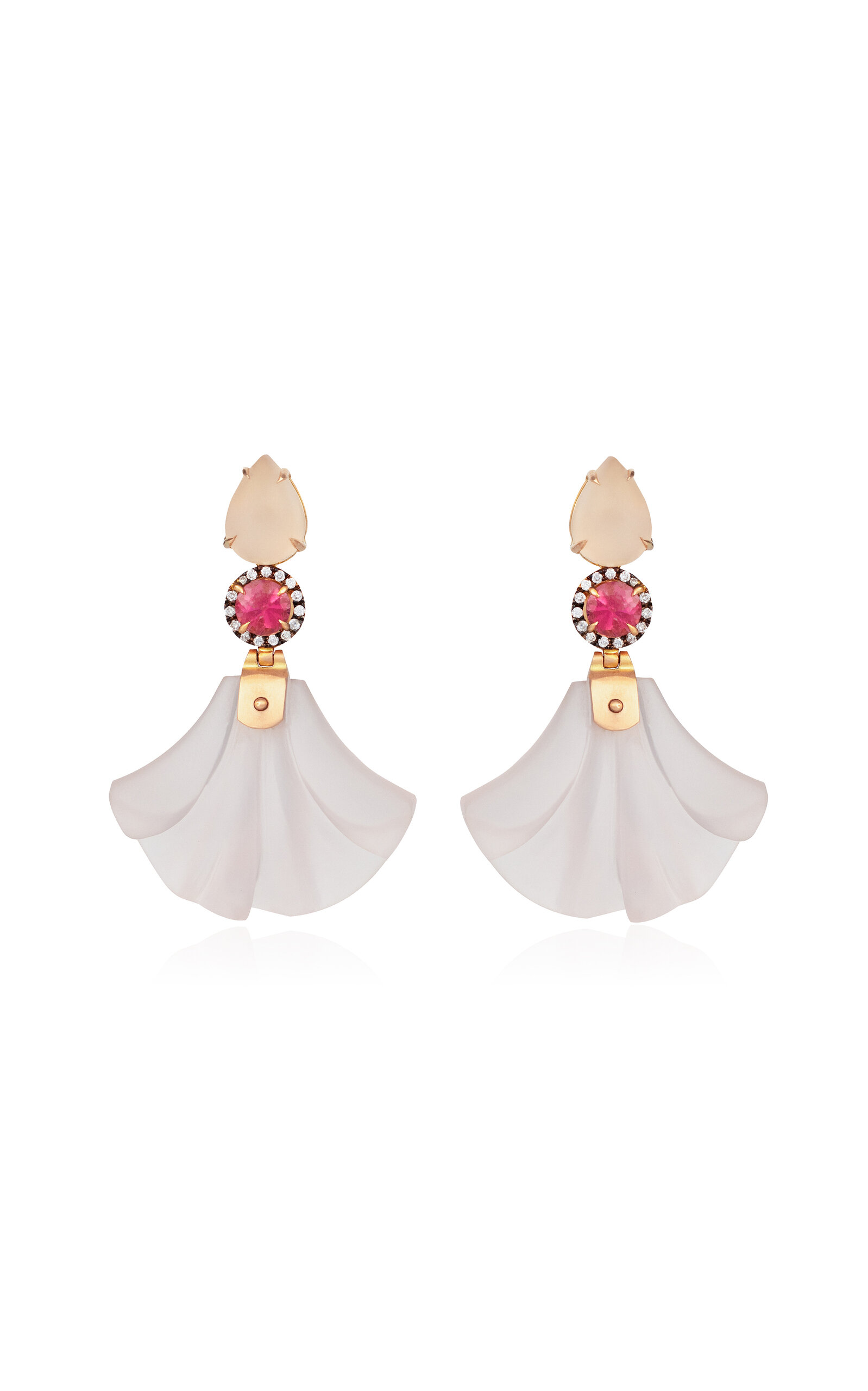 18k Yellow Gold Derish Earrings in Rose Quartz