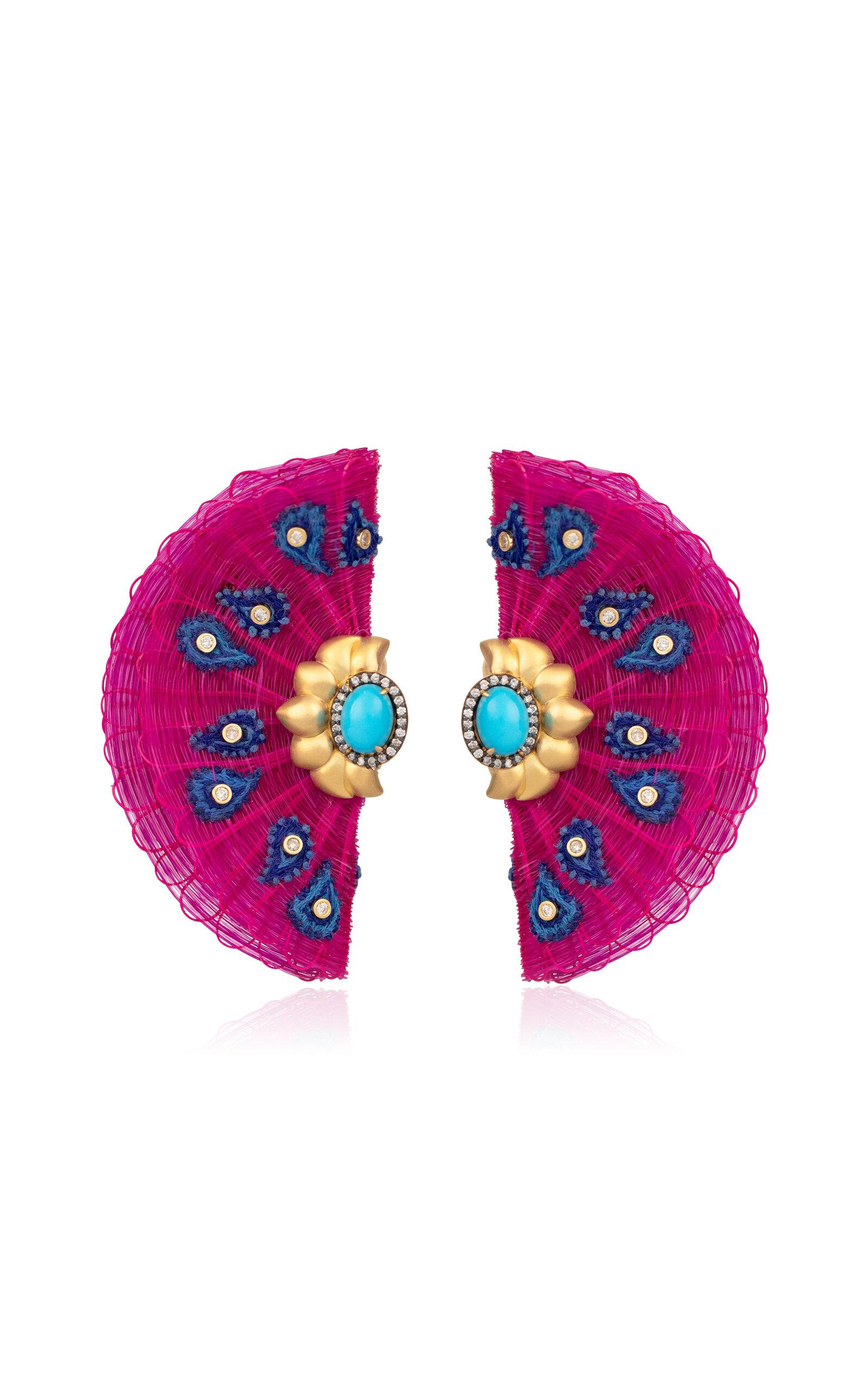 18k Yellow Gold Pink Horse Mane Earrings