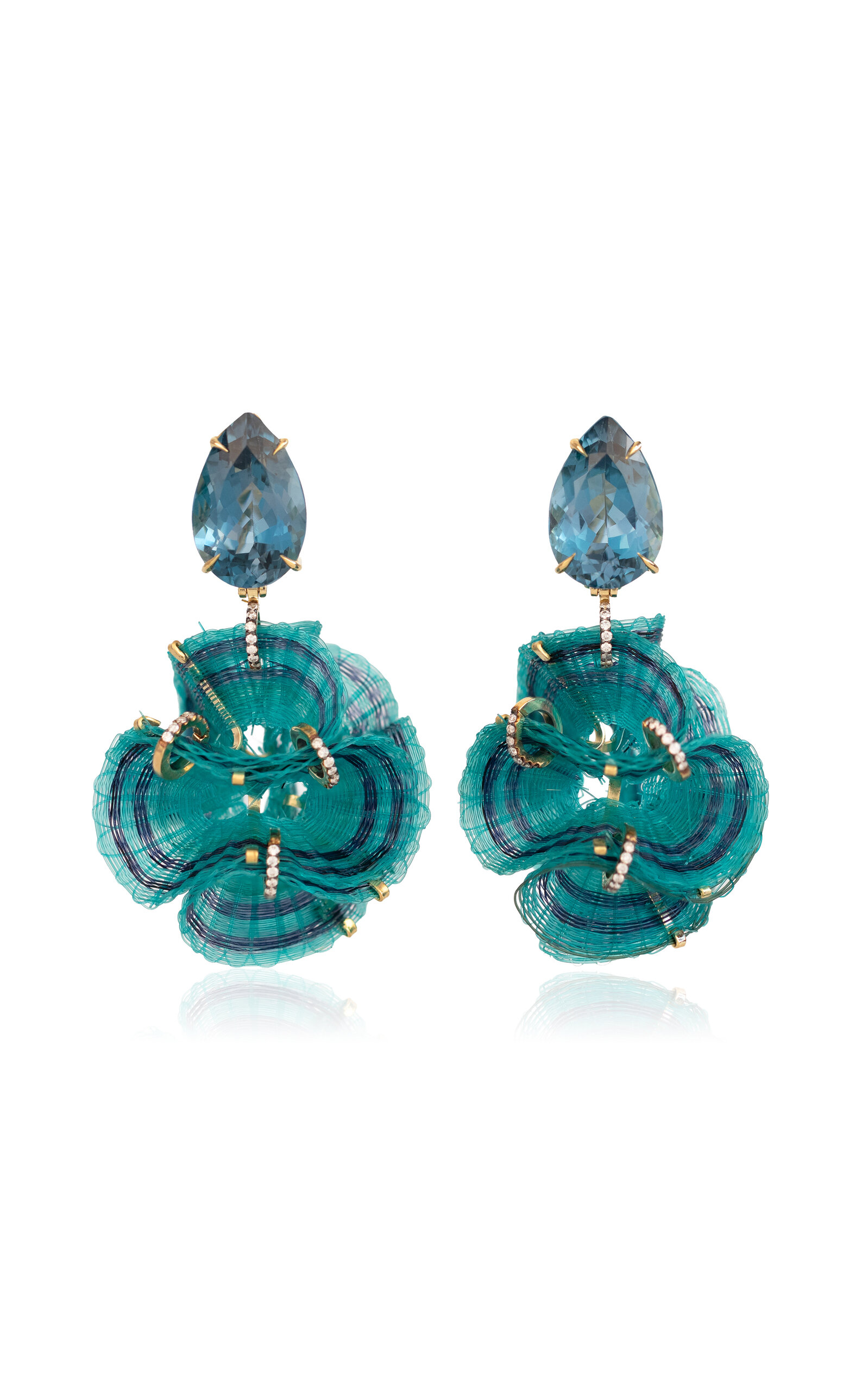 Silvia Furmanovich 18k Yellow Gold Blue Horse Mane Sphere Earrings - Blue - OS - Only At Moda Operandi