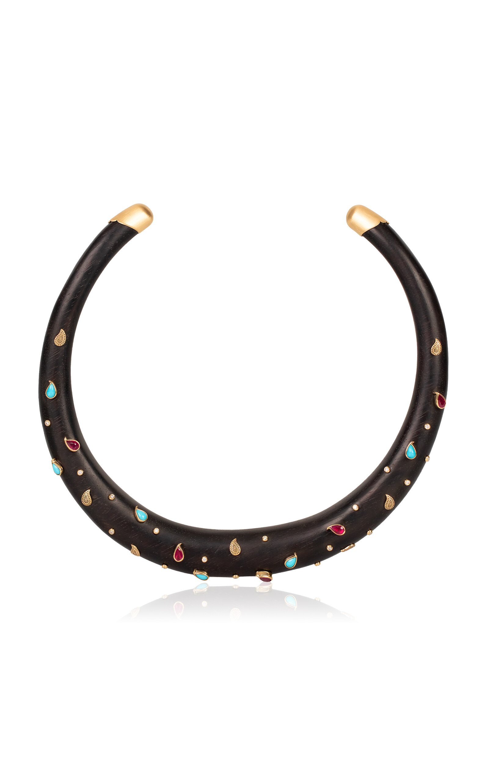 18k Yellow Gold Brauna Wood Choker Necklace