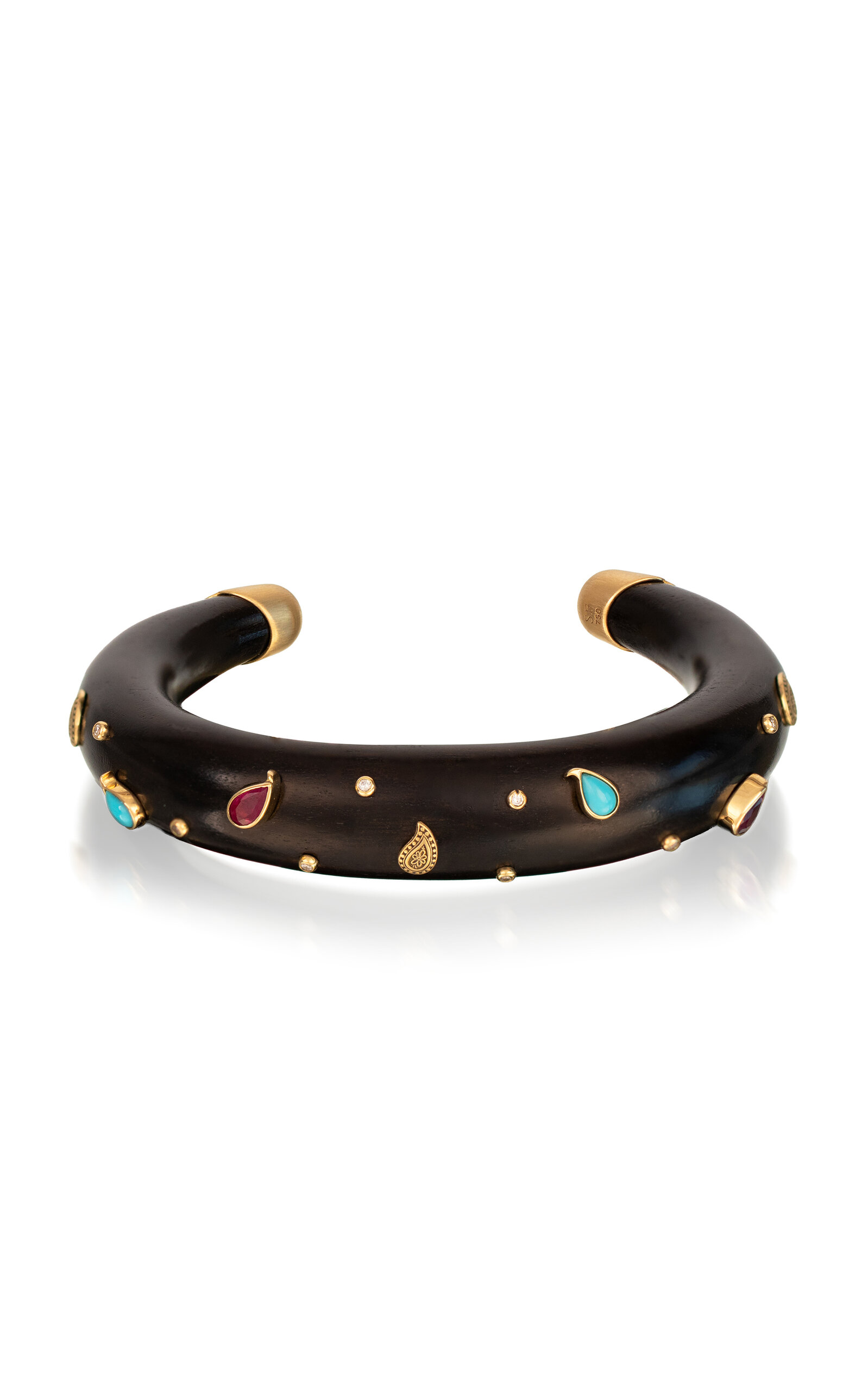 18k Yellow Gold Brauna Wood Cuff Bracelet