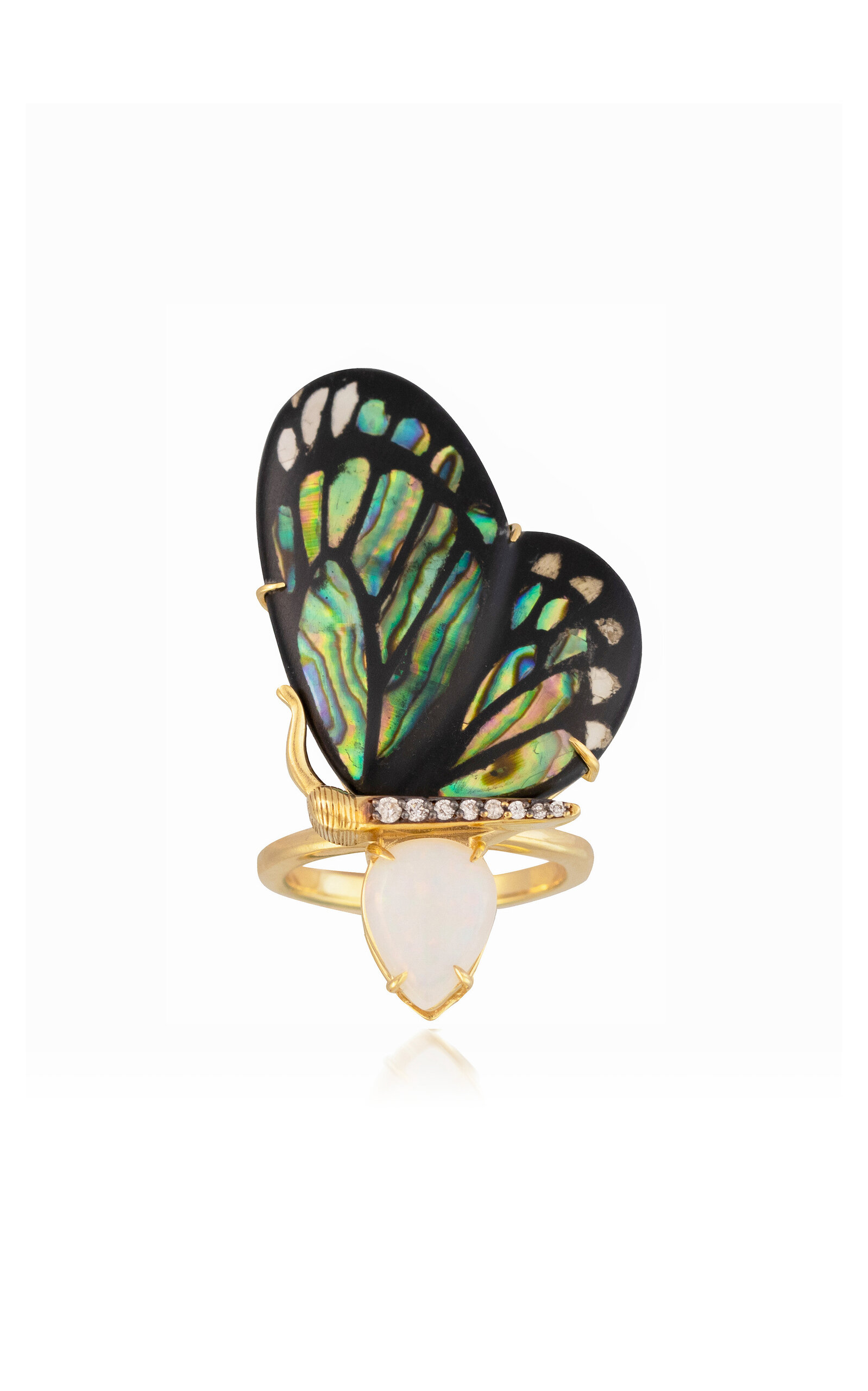 Silvia Furmanovich 18k Yellow Gold Butterfly Wing Marquetry Ring - Multi - Only At Moda Operandi