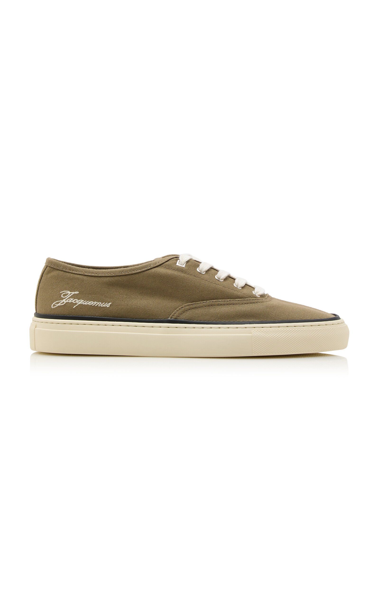 Jacquemus Cotton Low-top Sneakers With Embroidered Logo In Brown