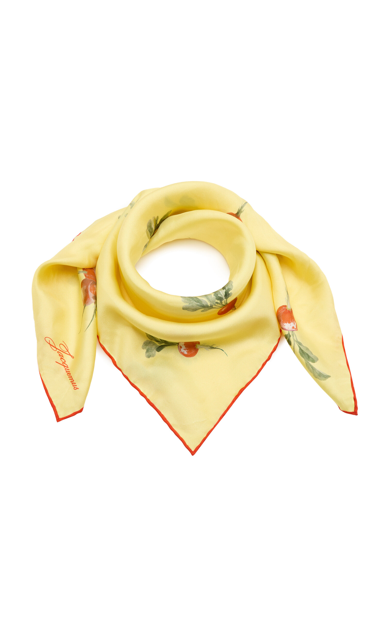 Jacquemus The Radish Silk Scarf In Yellow