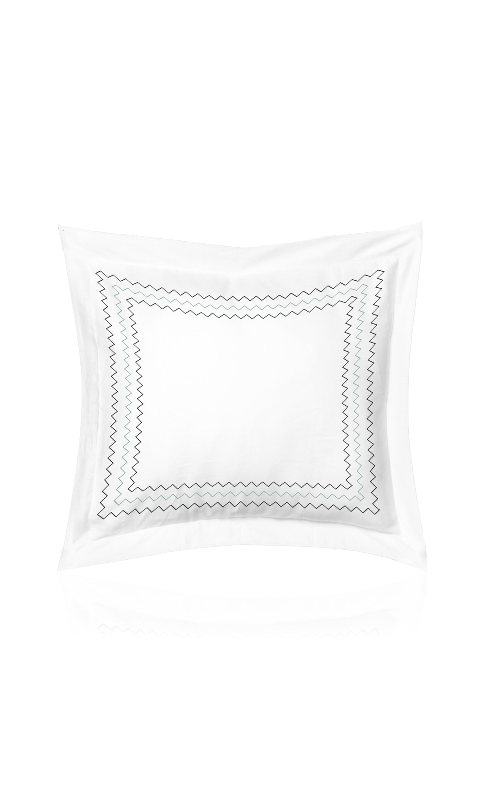 THE LINO Zig Zag Cotton Percal Euro Sham - Green