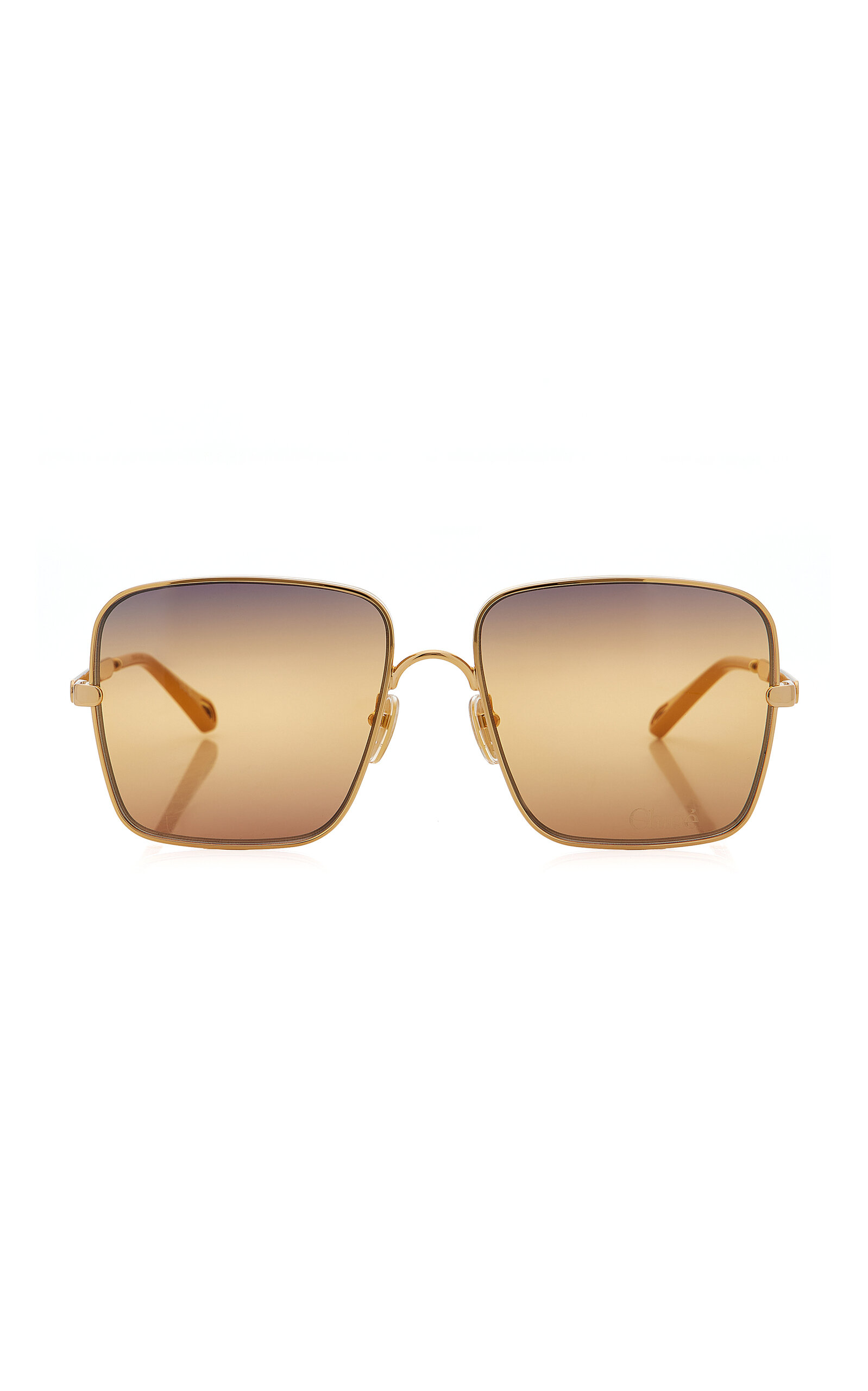 Chloé Aly Square-frame Metal Sunglasses In Brown