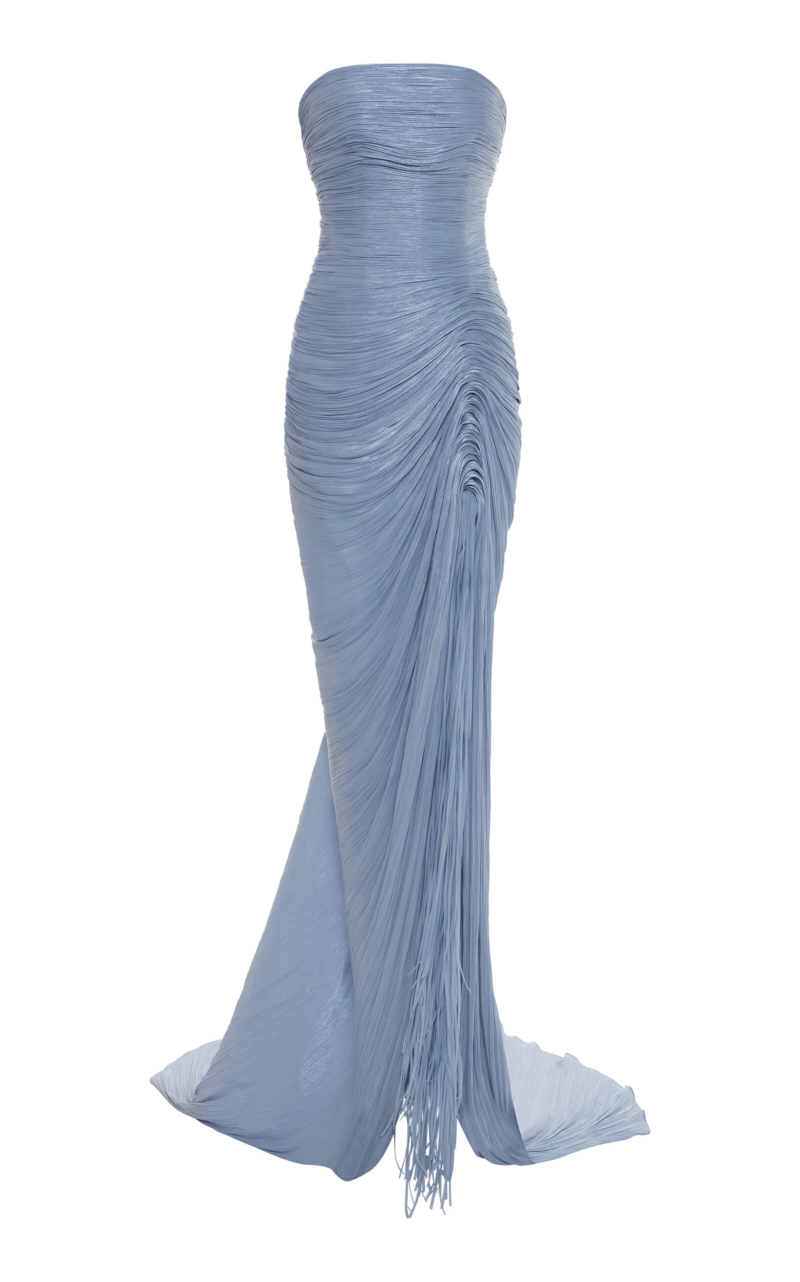 Marmar Halim Detachable Cape Pleated Satin Gown - Women's Clothing