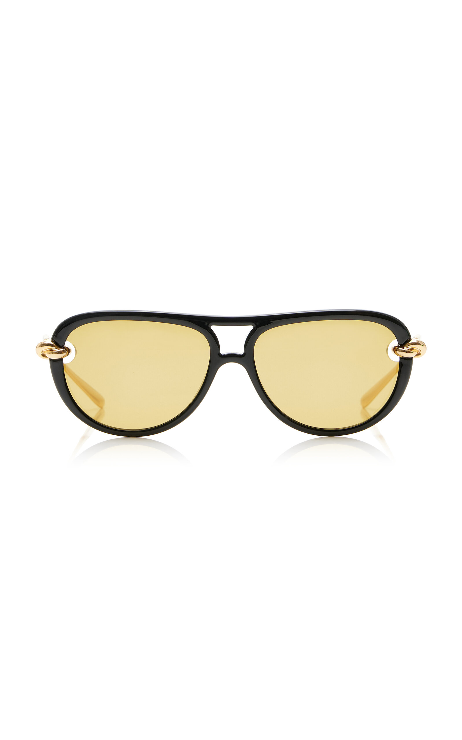 Bottega Veneta Yellow Aviator-frame Sunglasses In Yellow