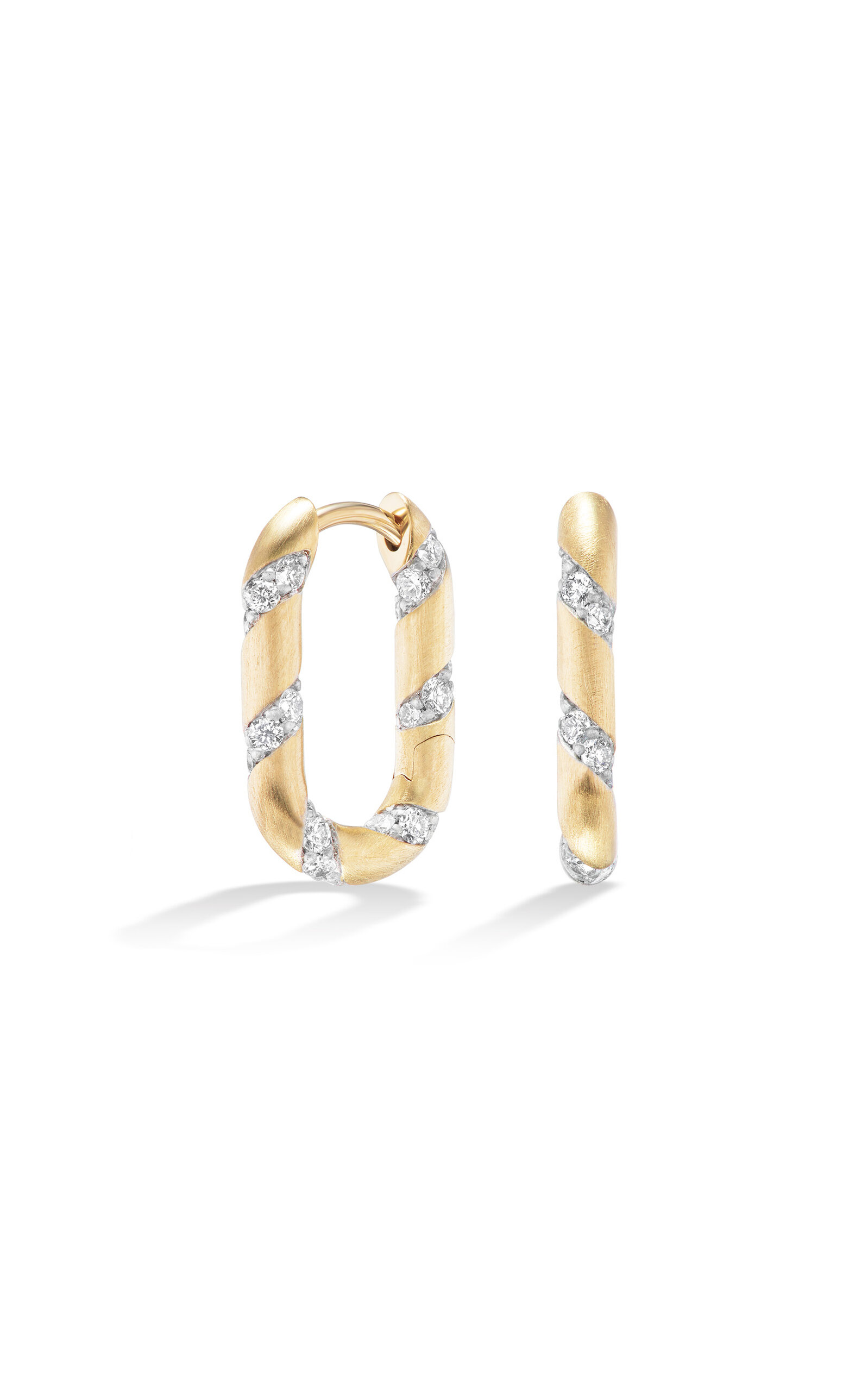 14K Yellow Gold Spiral of Strength Mini Link Huggies