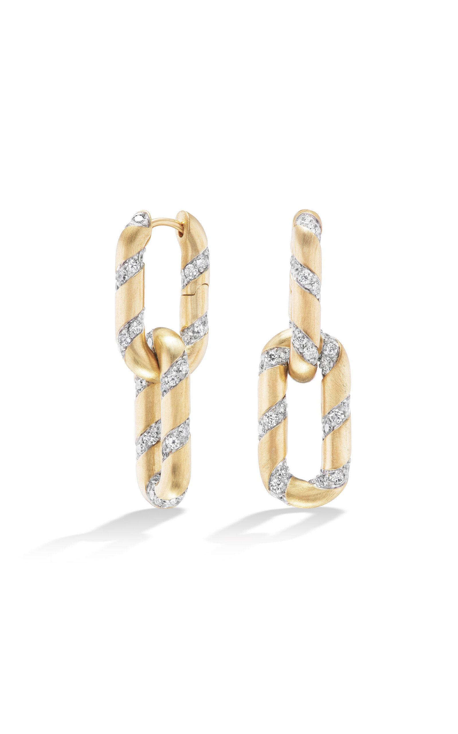 14K Yellow Gold Spiral of Strength Double Link Earrings