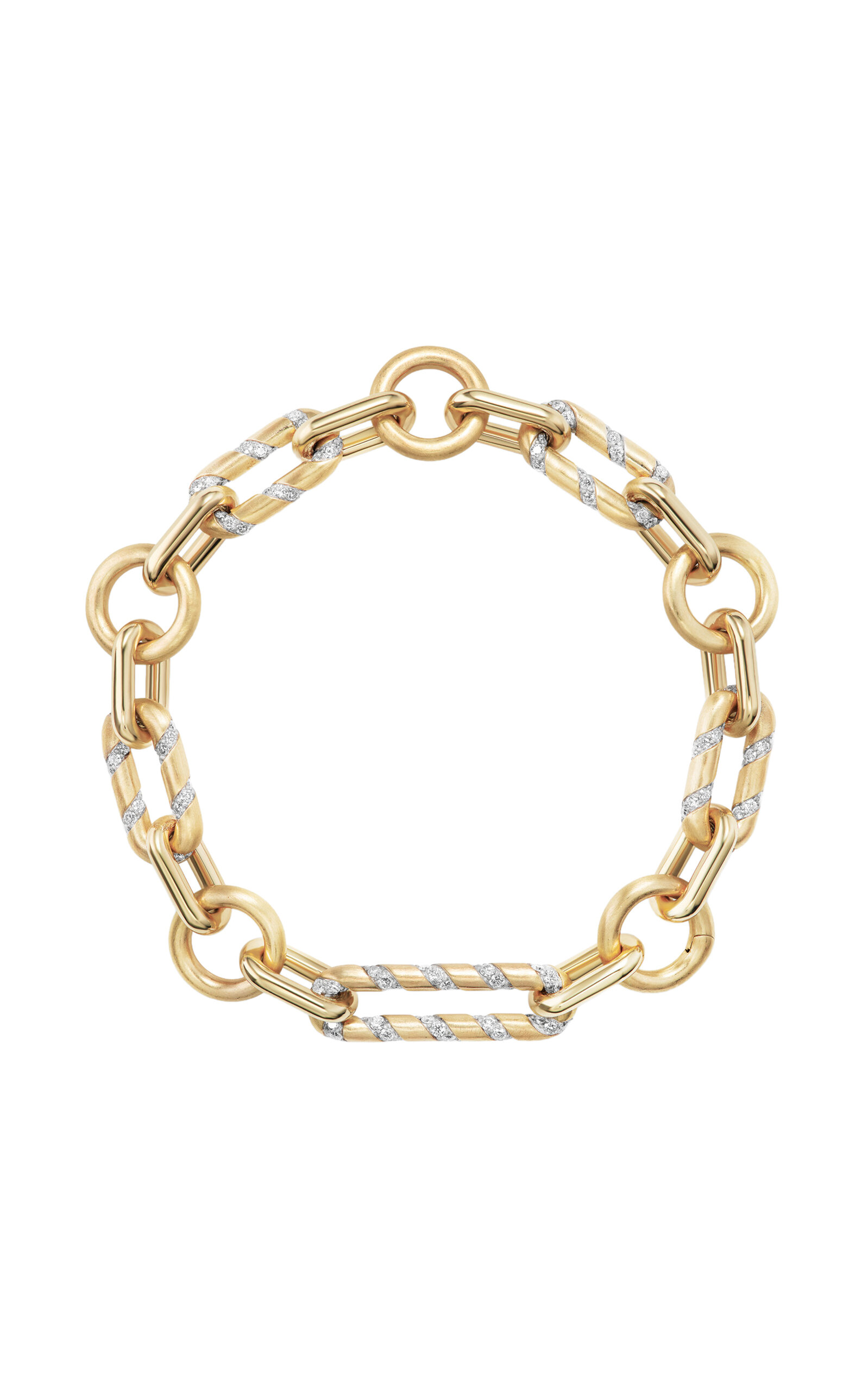 14K Yellow Gold and 14K White Gold Spiral of Strength Mixed Link Bracelet