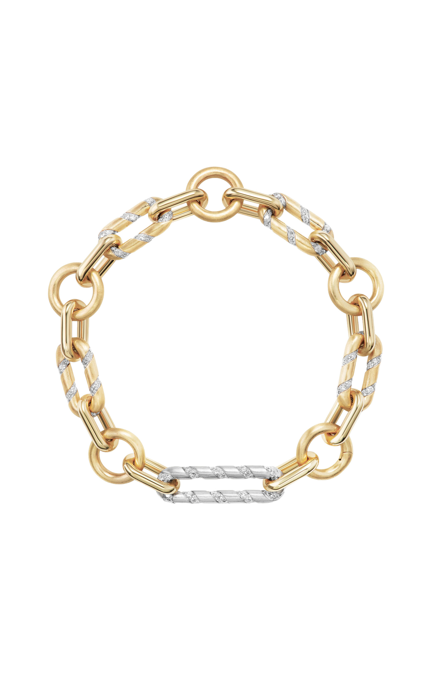 14K Yellow Gold Spiral of Strength Mixed Link Bracelet