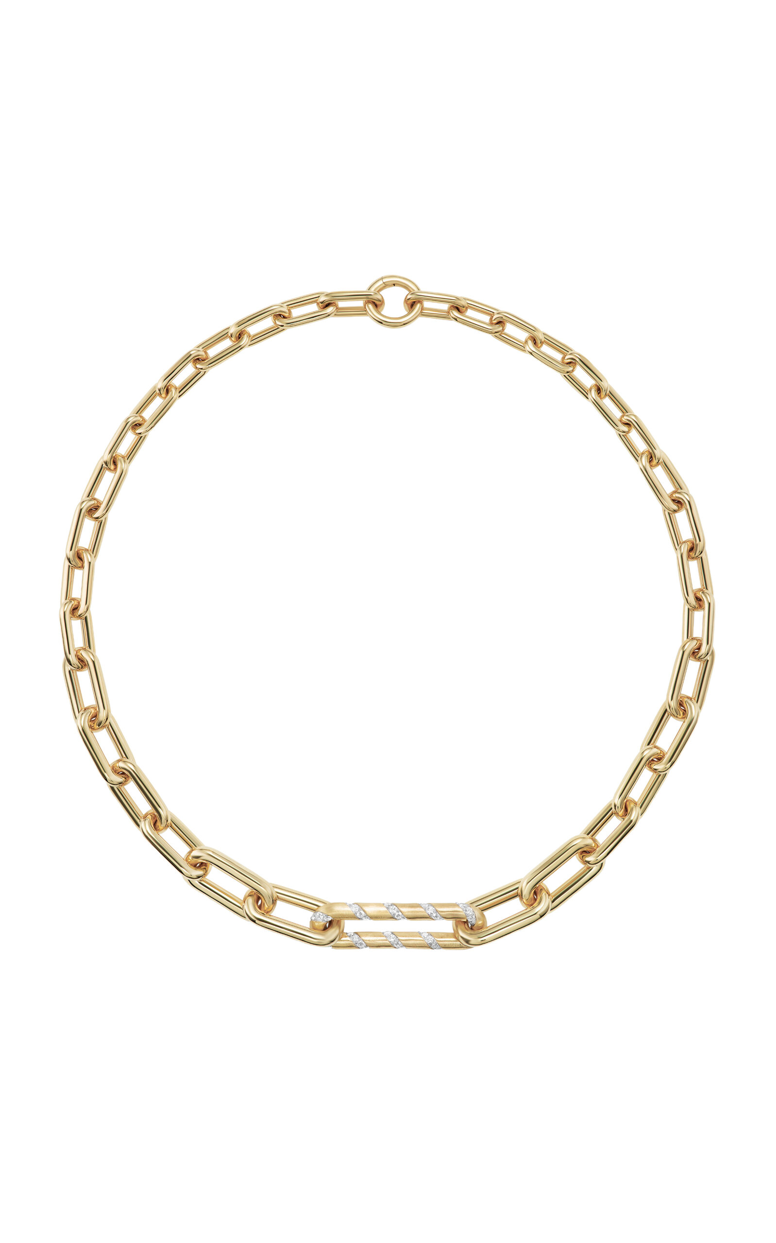 14K Yellow Gold Spiral of Strength Graduated Link Necklace