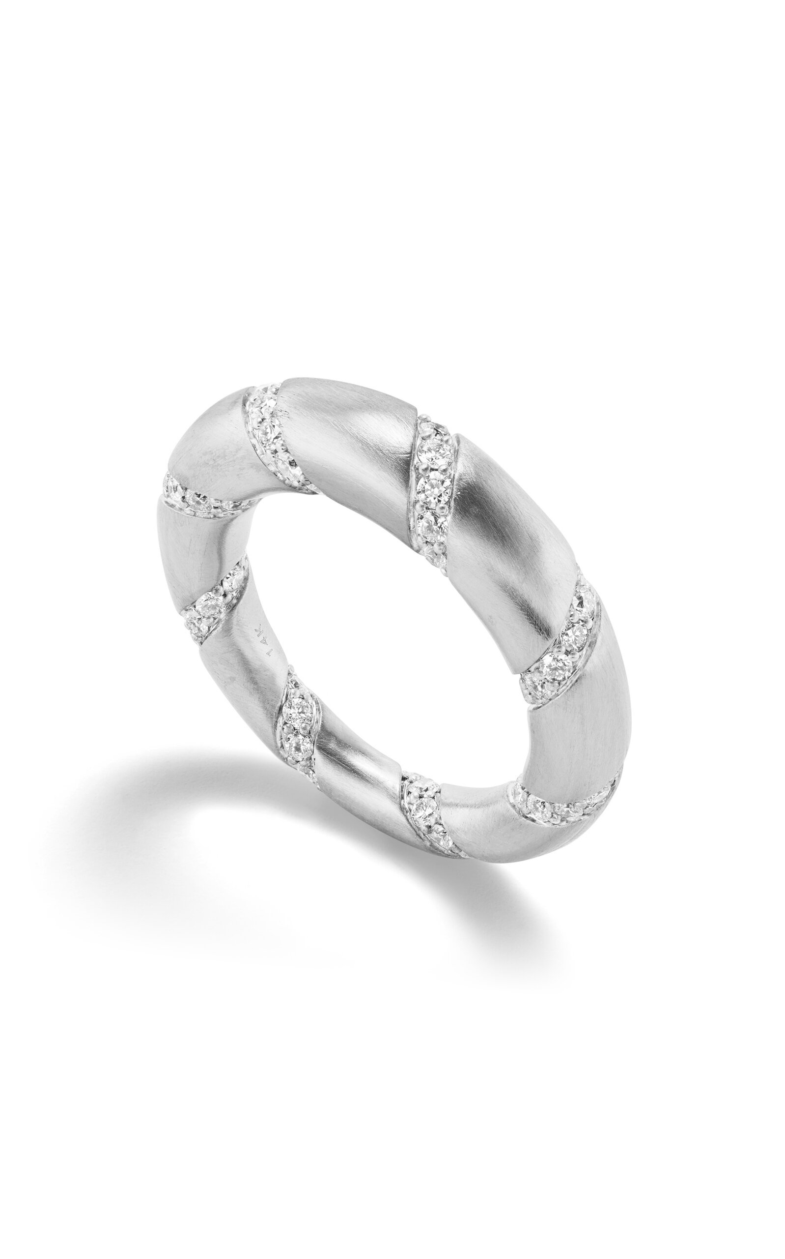 14K White Gold Spiral of Strength Dome Ring