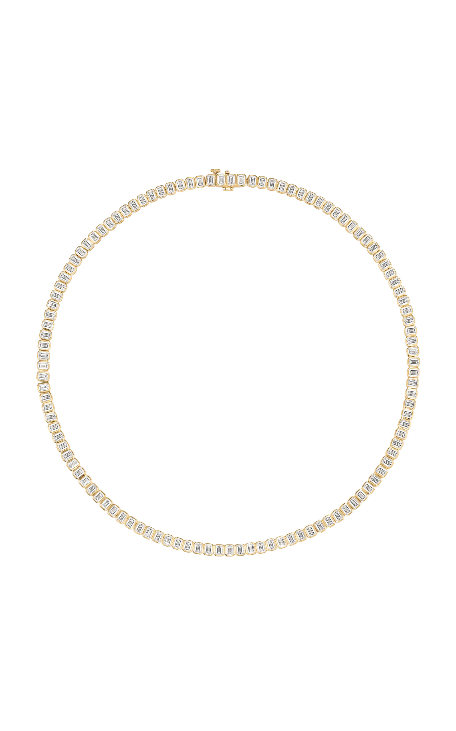 14K Yellow Gold Emerald Bezel Tennis Necklace