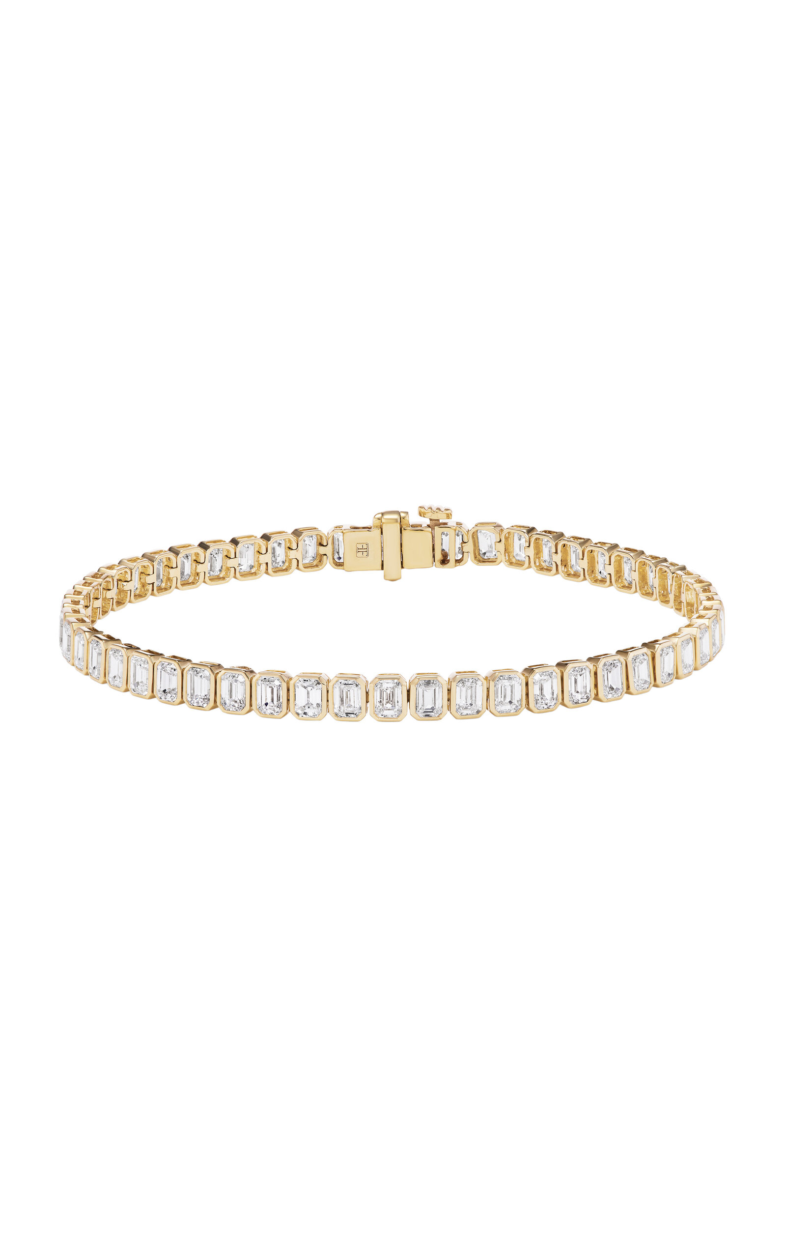 14K Yellow Gold Emerald Bezel Tennis Bracelet