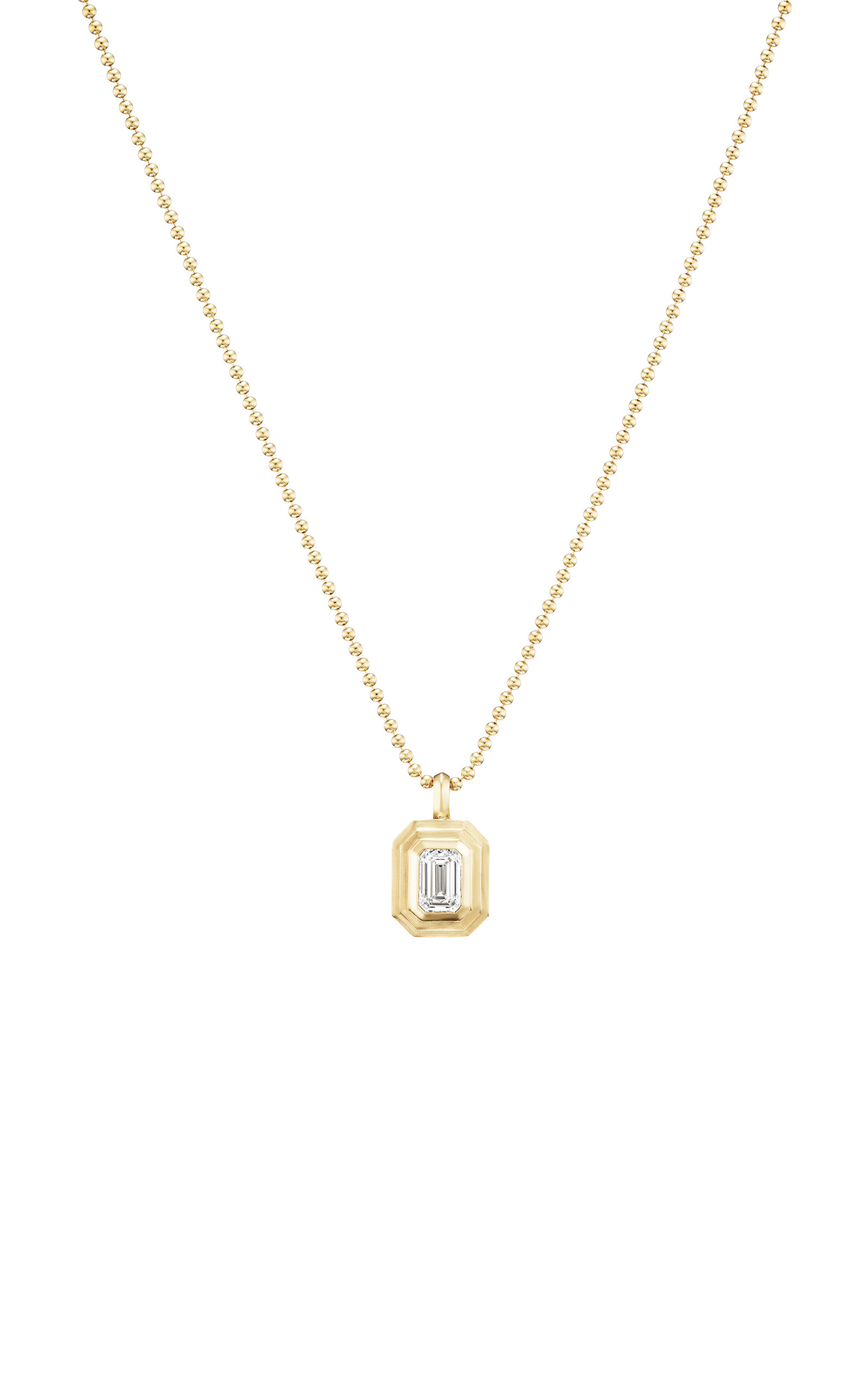 14K Yellow Gold Emerald Bezel Charm Necklace