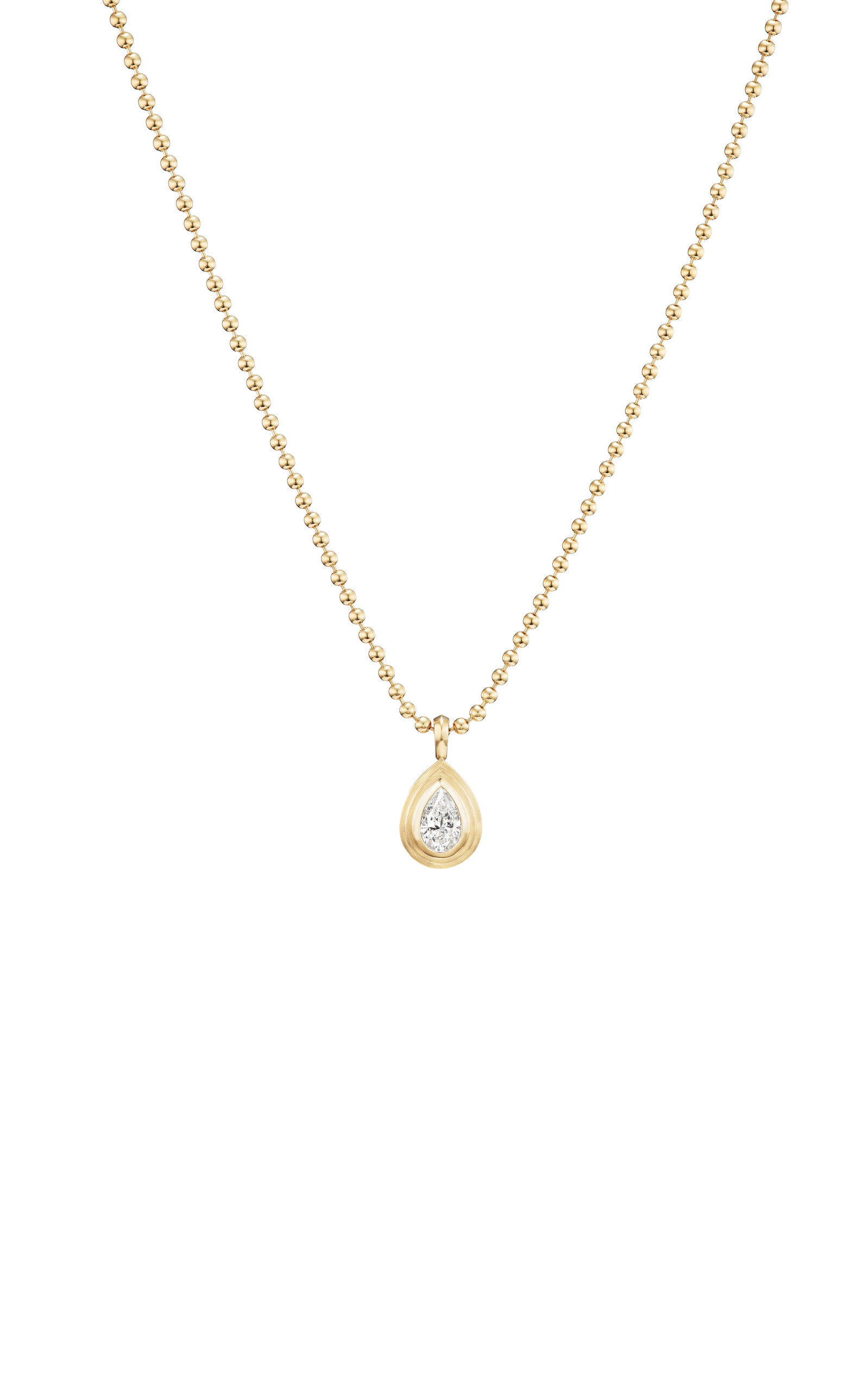 14K Yellow Gold Pear Bezel Charm Necklace
